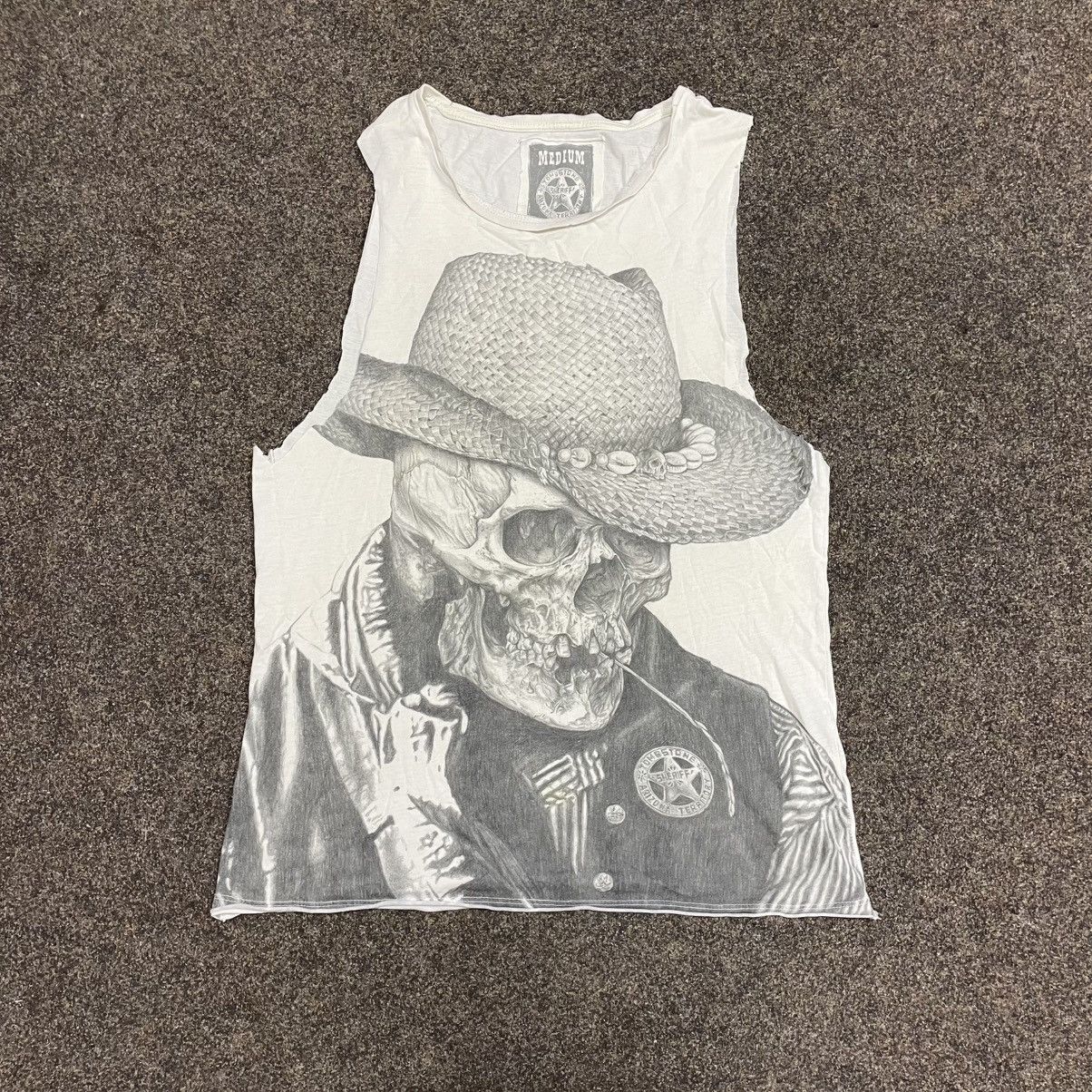 Vintage Vintage 90s Punk Skull Graphic Tank Top Faded Black Boxy M Size US M / EU 48-50 / 2 - 1 Thumbnail