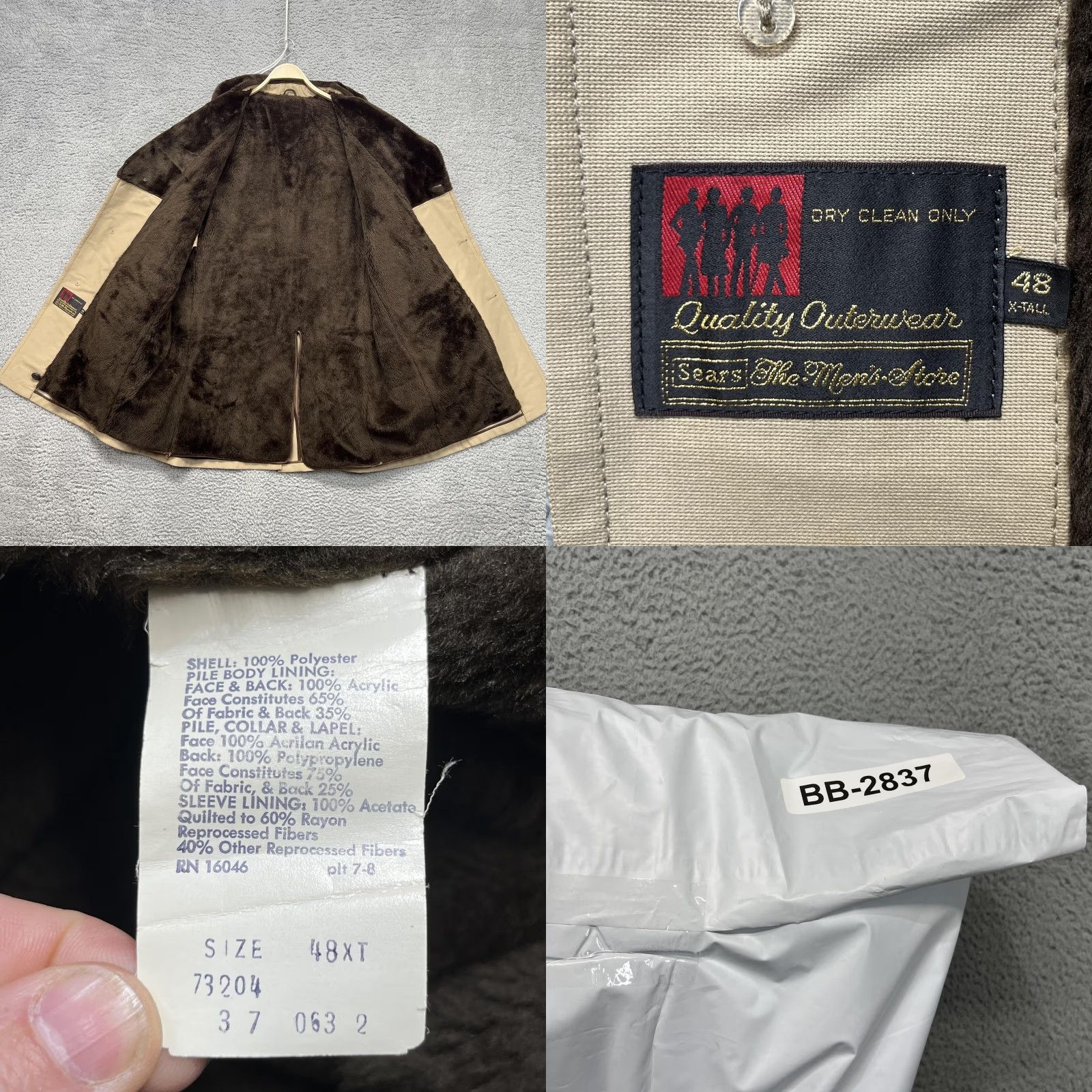 Sears VINTAGE Sears Coat Mens 48 X-Tall Beige Fur Collar Microfiber Overcoat 70s Size US M / EU 48-50 / 2 - 10 Thumbnail