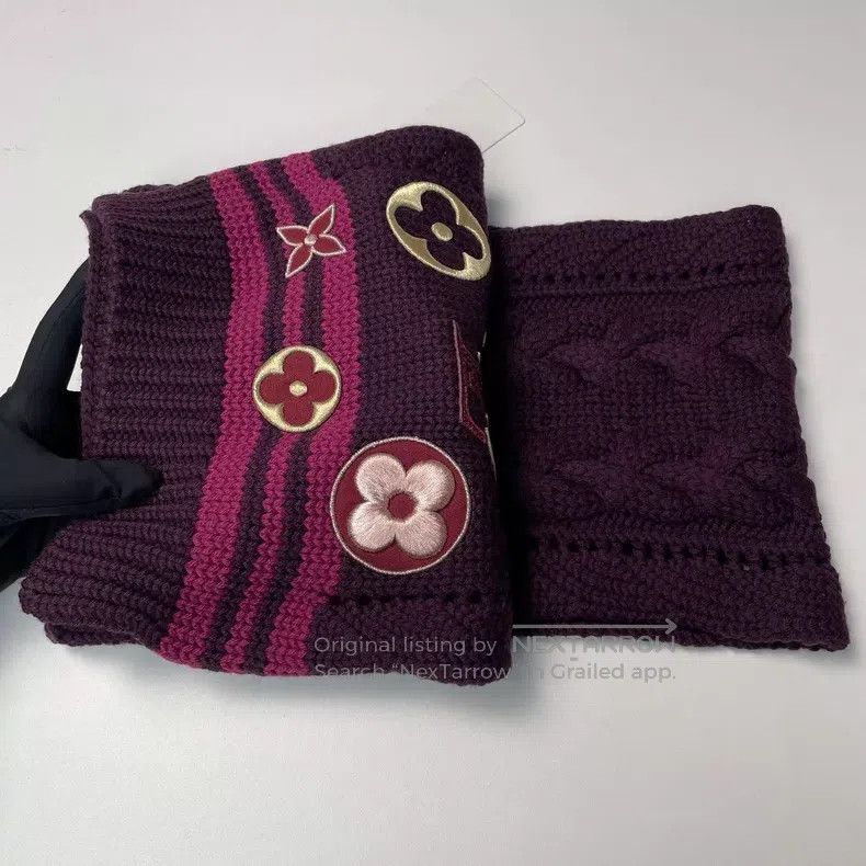 Louis Vuitton Louis Vuitton Purple Multi-Element Logo Wool Woven Scarf Size ONE SIZE - 4 Thumbnail