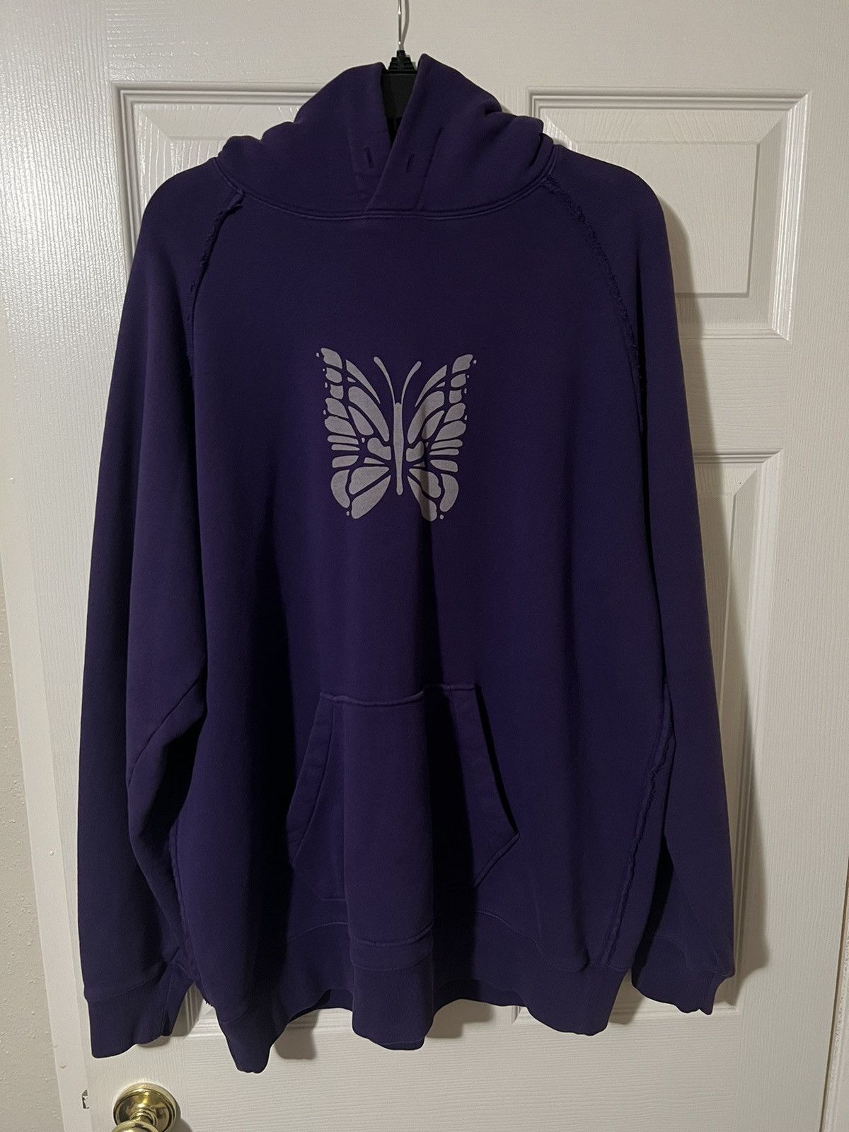 image of Needles Purple Butterfly Logo Hoodie, Men's (Size Medium)