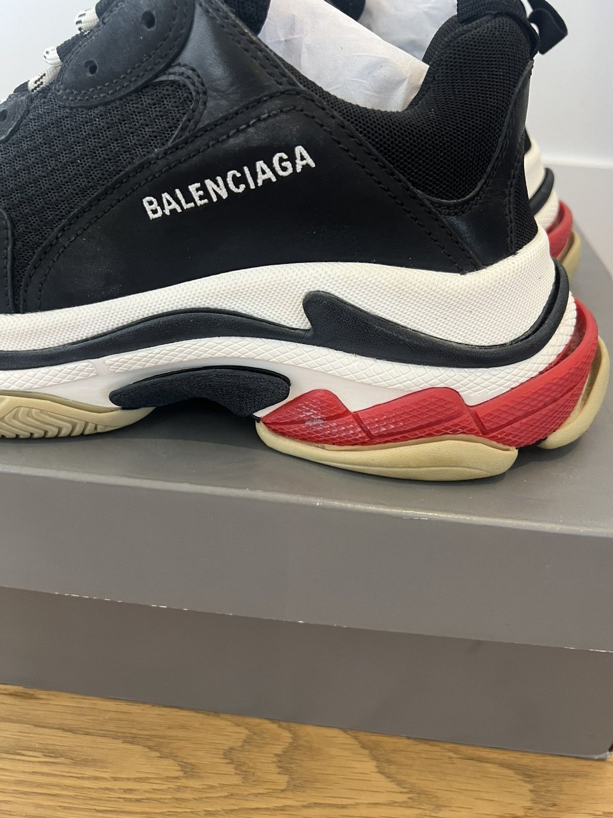 Balenciaga Balenciaga Triple S Black White Red – 2018 Reissue (EU 42) Size US 10 / EU 43 - 2 Thumbnail