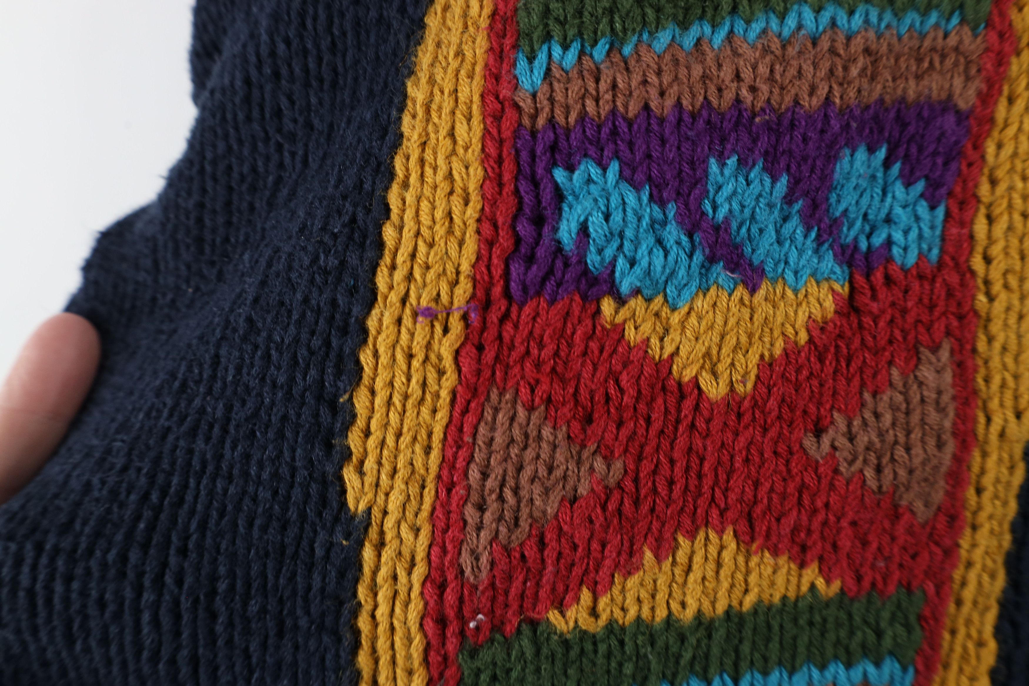 Vintage Vintage 90s Streetwear Rainbow Cable Knit Cardigan Sweater Size XL / US 12-14 / IT 48-50 - 5 Thumbnail