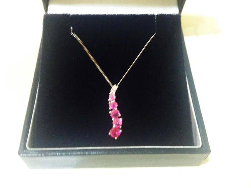 Designer 9CT White Gold Pink Diamond Necklace // Size ONE SIZE - 1 Thumbnail