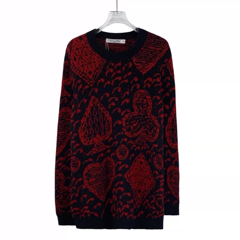 Dior Dior Red poker card inlaid cashmere round-neck long-sleeved Size XS / US 0-2 / IT 36-38 - 1 Thumbnail