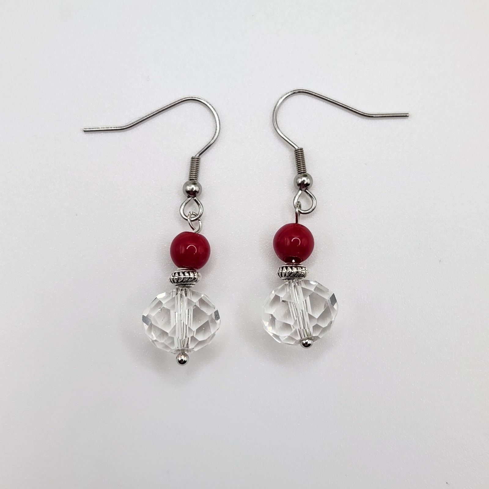 Other Handmade Earrings with Crystal, Red Coral – 1.5" Dangle Size ONE SIZE - 4 Thumbnail