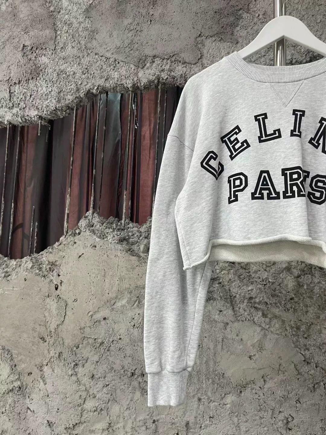 Celine Celine Gray Large Logo Short Sweatshirt Size US 28 / EU 44 - 3 Thumbnail