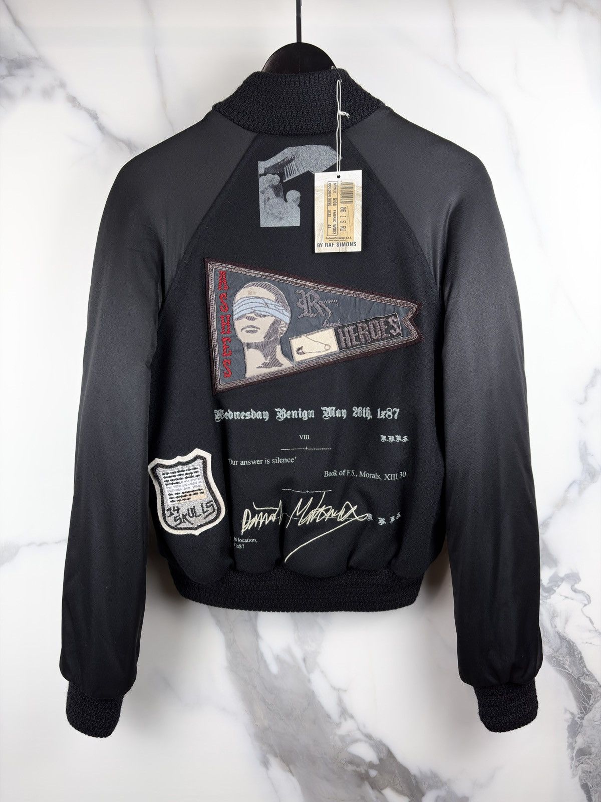 Raf Simons FW06 Raf By Raf Simons Ashes And Heroes Wool Varsity Jacket Size US S / EU 44-46 / 1 - 1 Thumbnail