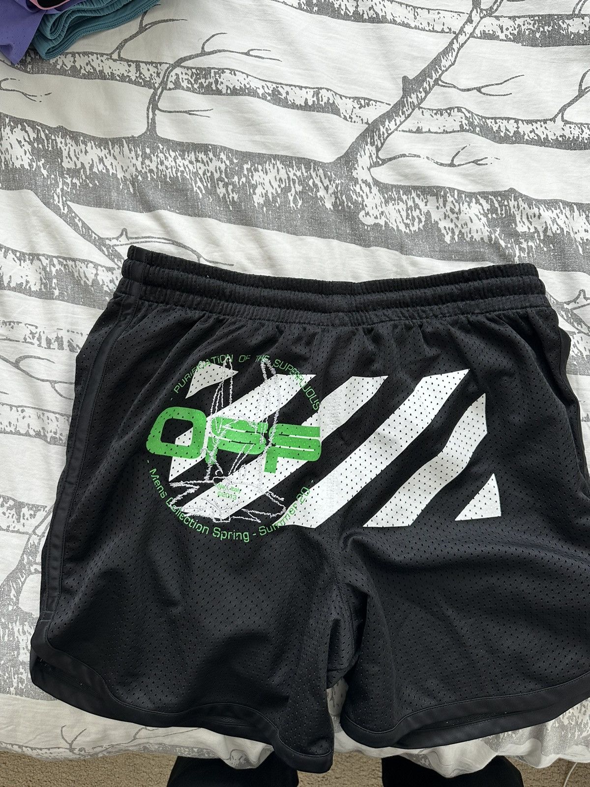 image of Off White Off-White By Virgil Abloh “Harry The Bunny” Mesh Shorts in Black, Men's (Size 32)
