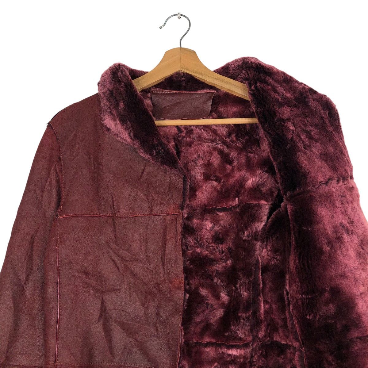 Vintage ITC Made in Italy Cropped Leather Jacket Mink Fur Shearling Size US M / EU 48-50 / 2 - 13 Thumbnail