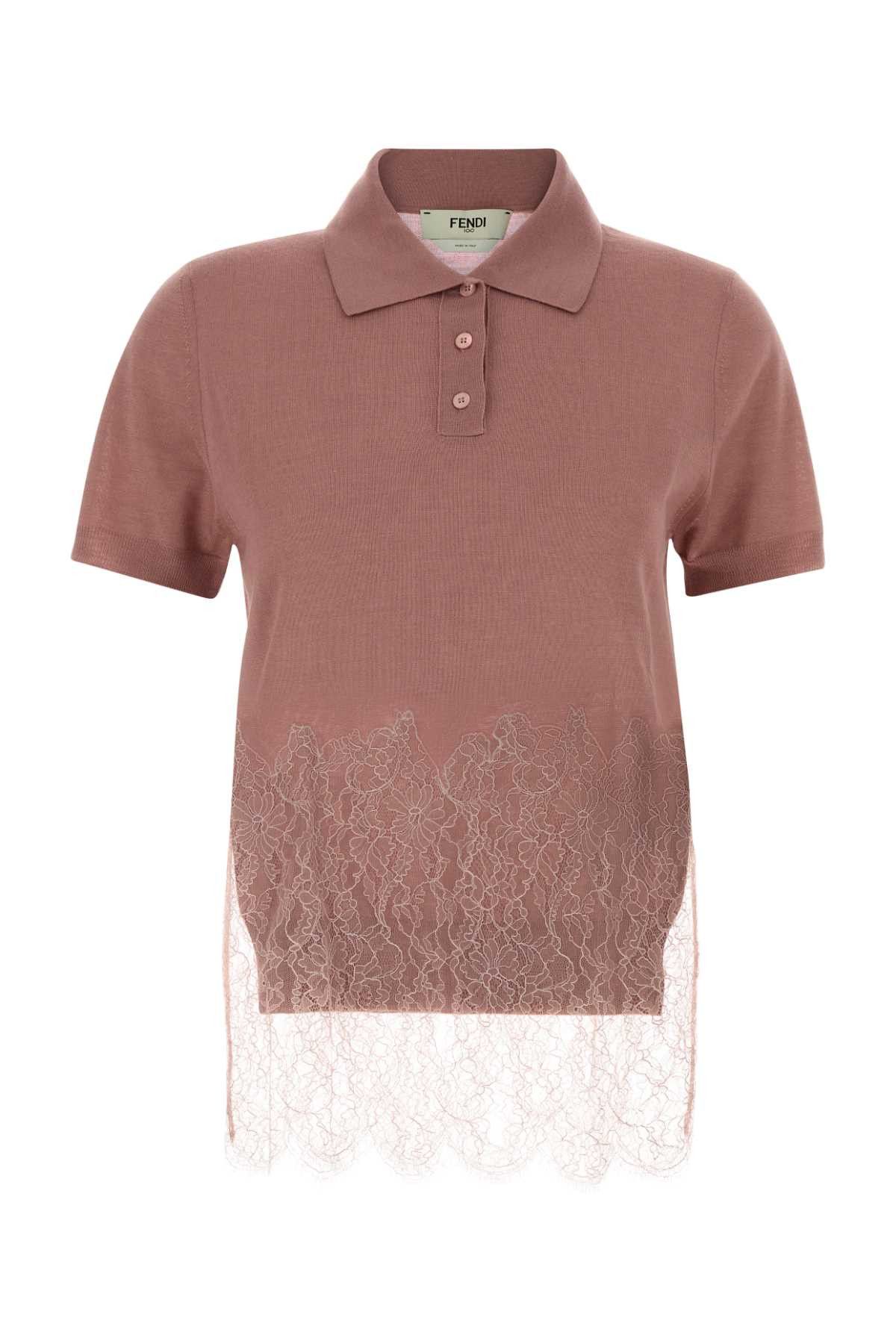 Fendi Antiqued Pink Cashmere Blend Polo Shirt Size XS / US 0-2 / IT 36-38 - 1 Thumbnail