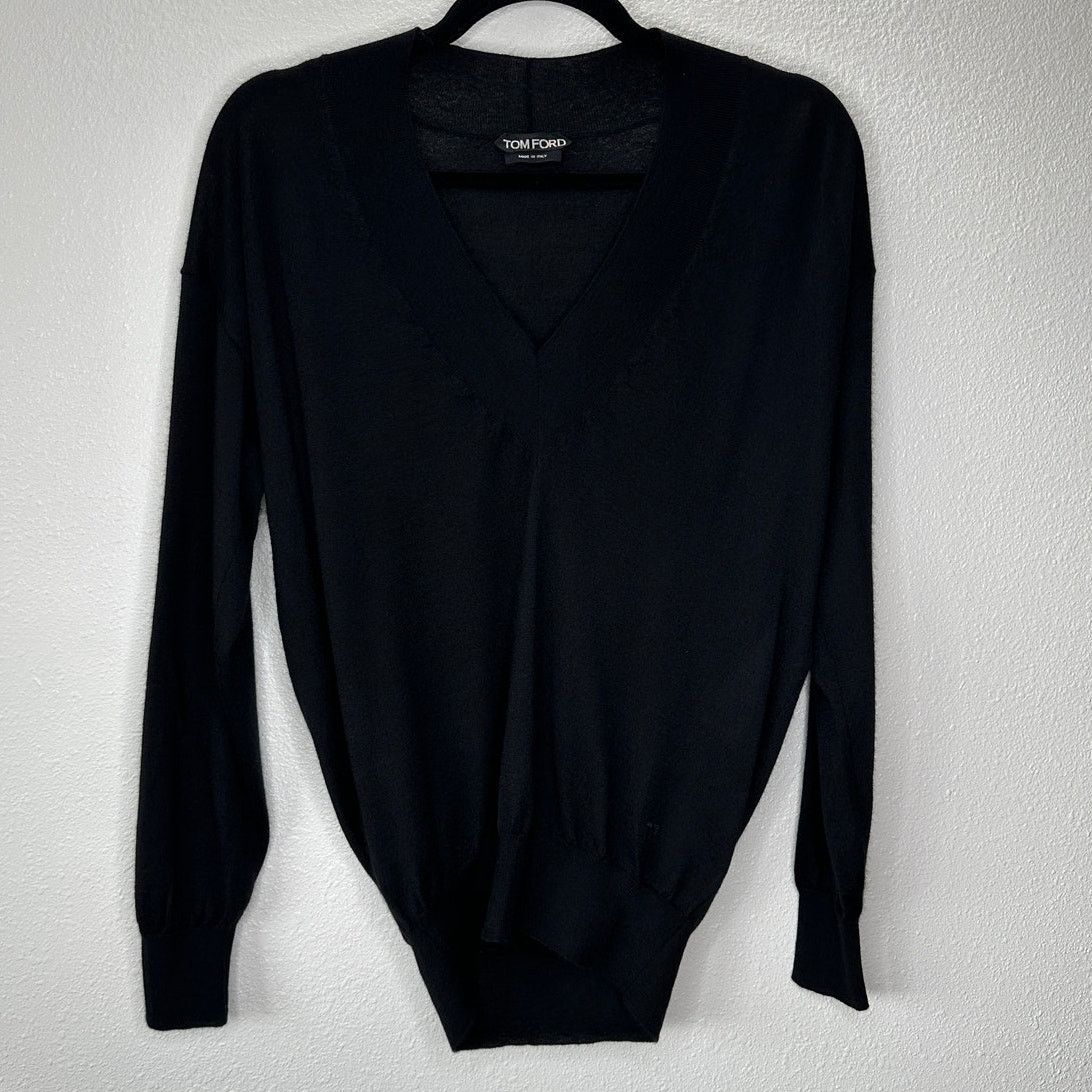 Tom Ford Tom Ford Black V-Neck Long Sleeve Cashmere Silk Sweater S Size S / US 4 / IT 40 - 7 Thumbnail