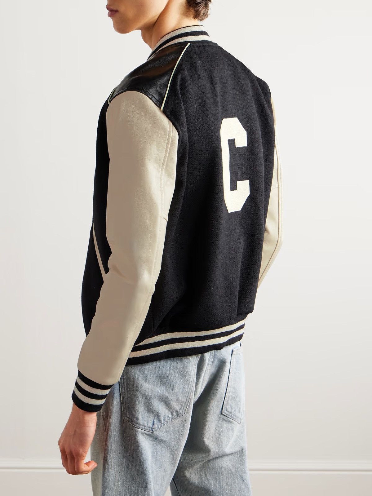 Celine NEW - FW21 Black C Patch Leather Sleeve Wool Teddy 54 Size US L / EU 52-54 / 3 - 22 Thumbnail