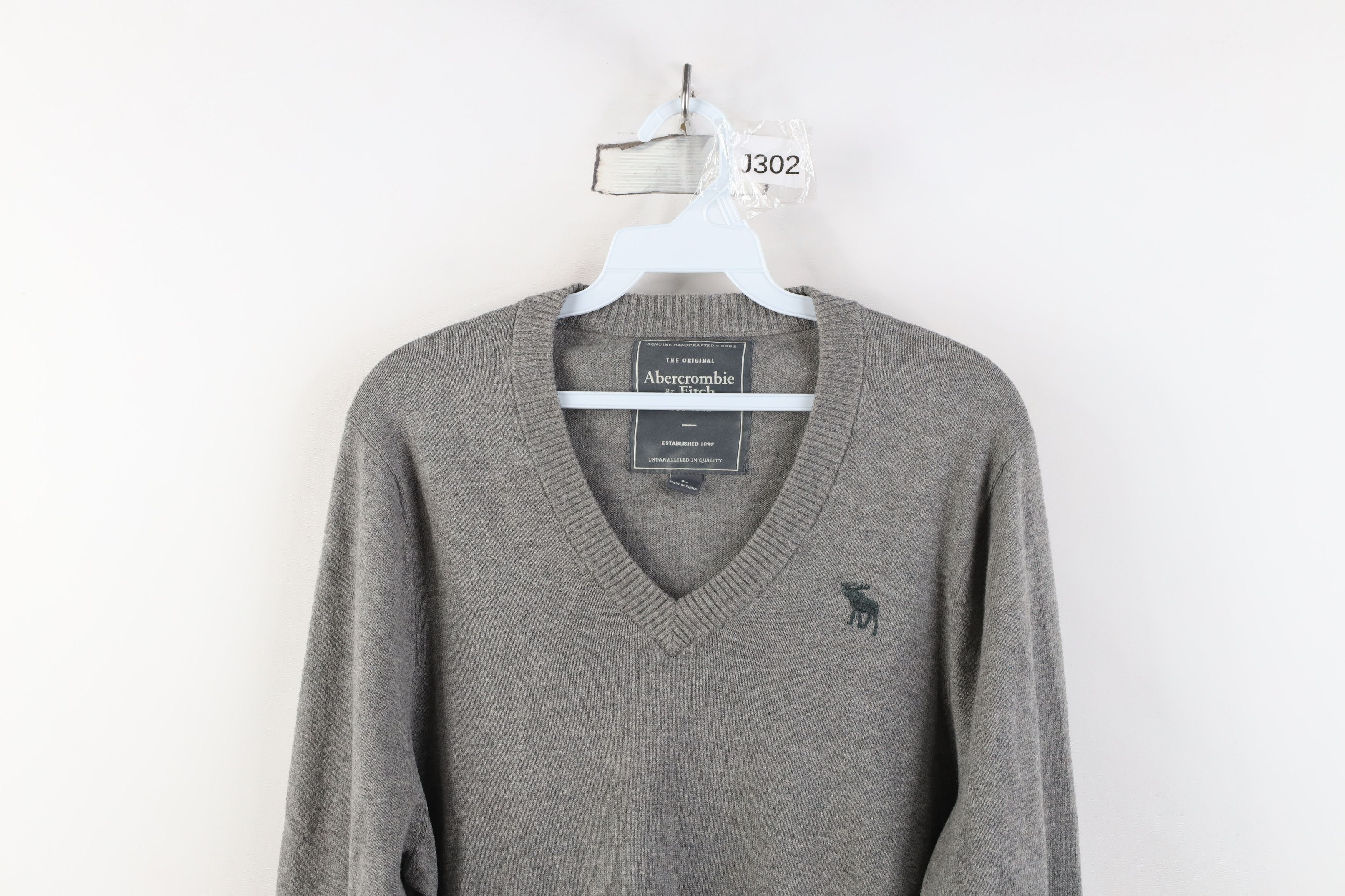 Abercrombie & Fitch Vintage Y2K Abercrombie & Fitch Knit V-Neck Sweater Gray Size US L / EU 52-54 / 3 - 2 Thumbnail
