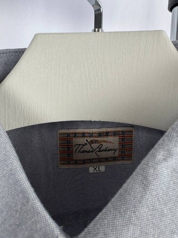 Other Thomas Burberry Men Gray Button Up Shirt Embroidered Logo L Size US XL / EU 56 / 4 - 7 Thumbnail