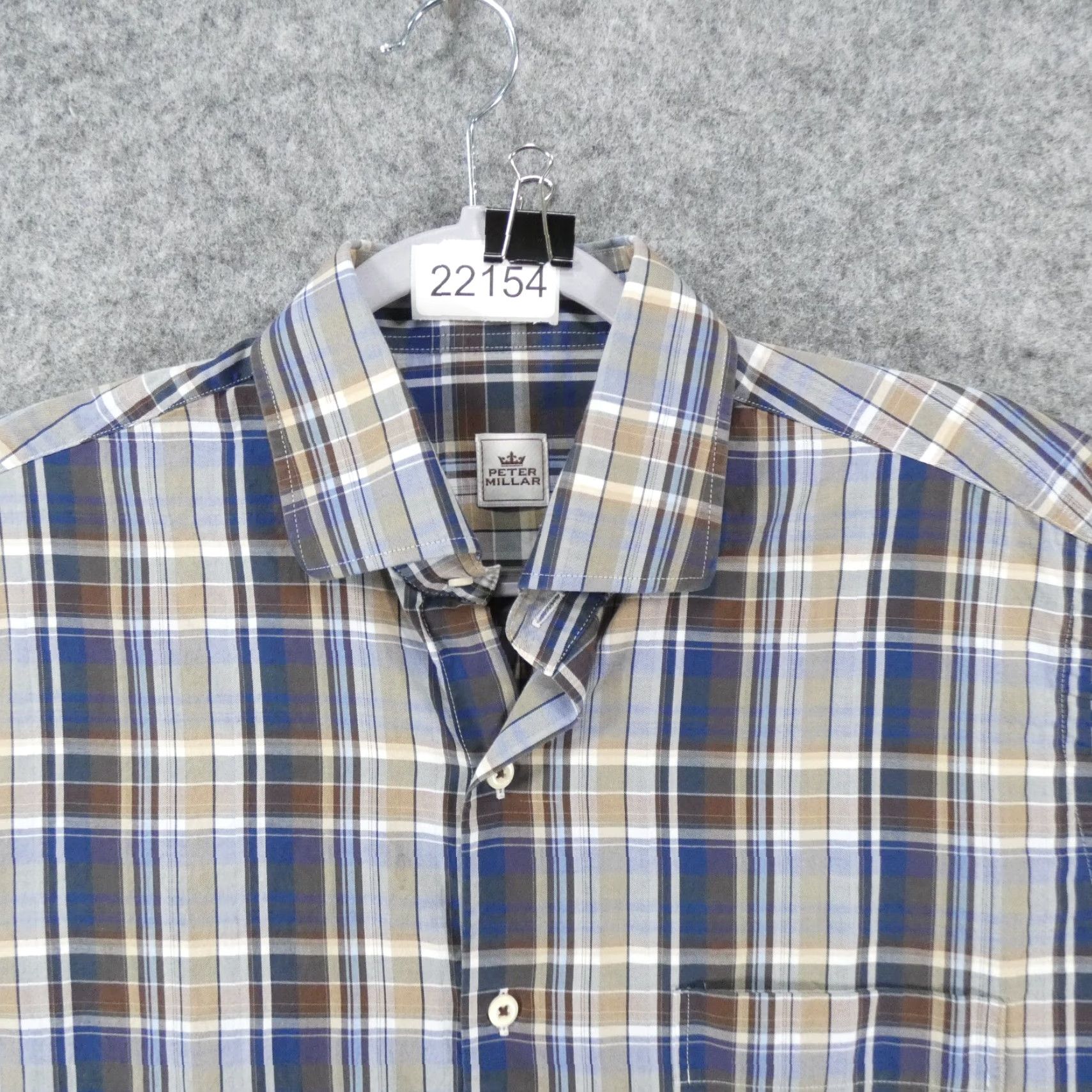 Peter Millar Peter Millar Shirt Mens Medium Long Sleeve Button-Up Plaid Brown Blue Size US M / EU 48-50 / 2 - 2 Thumbnail