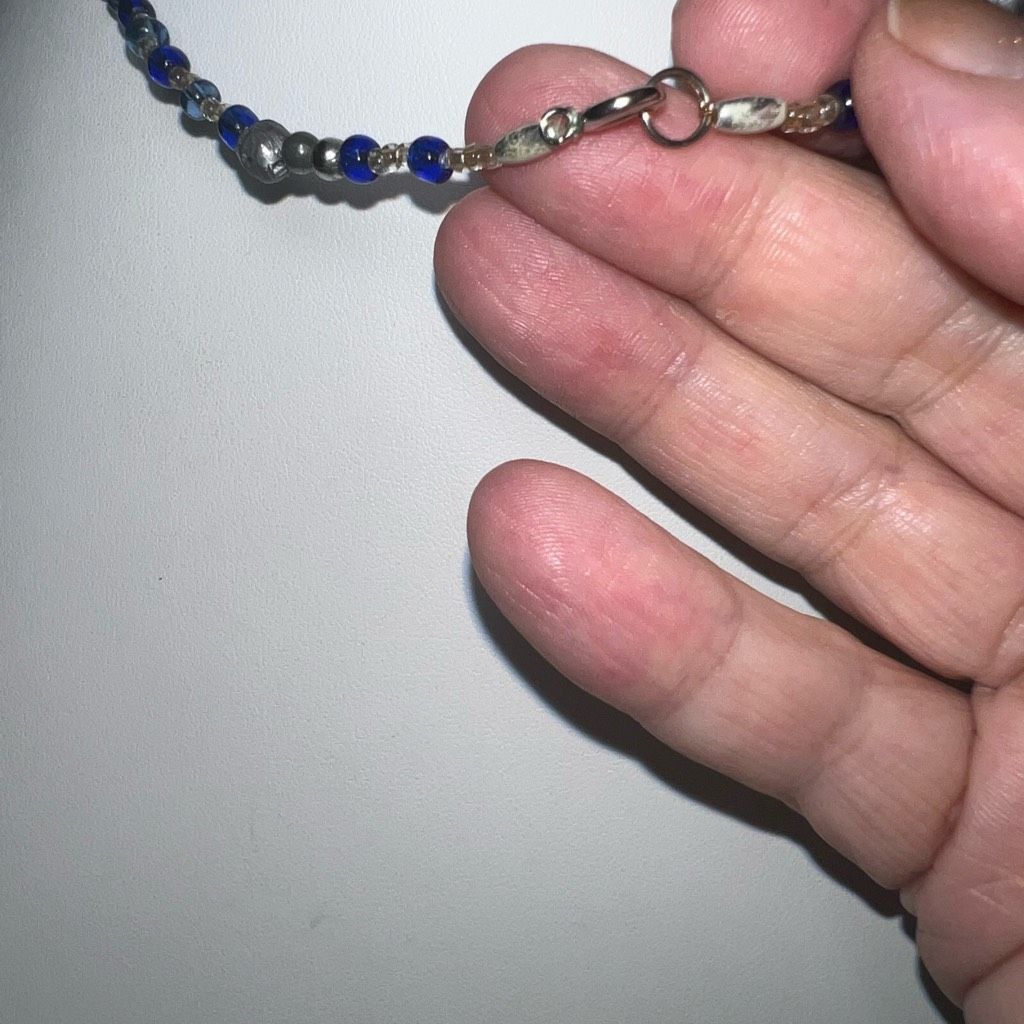 Vintage Vintage Boho Silver Tone and Blue and green Art Glass Neckla Size ONE SIZE - 4 Thumbnail