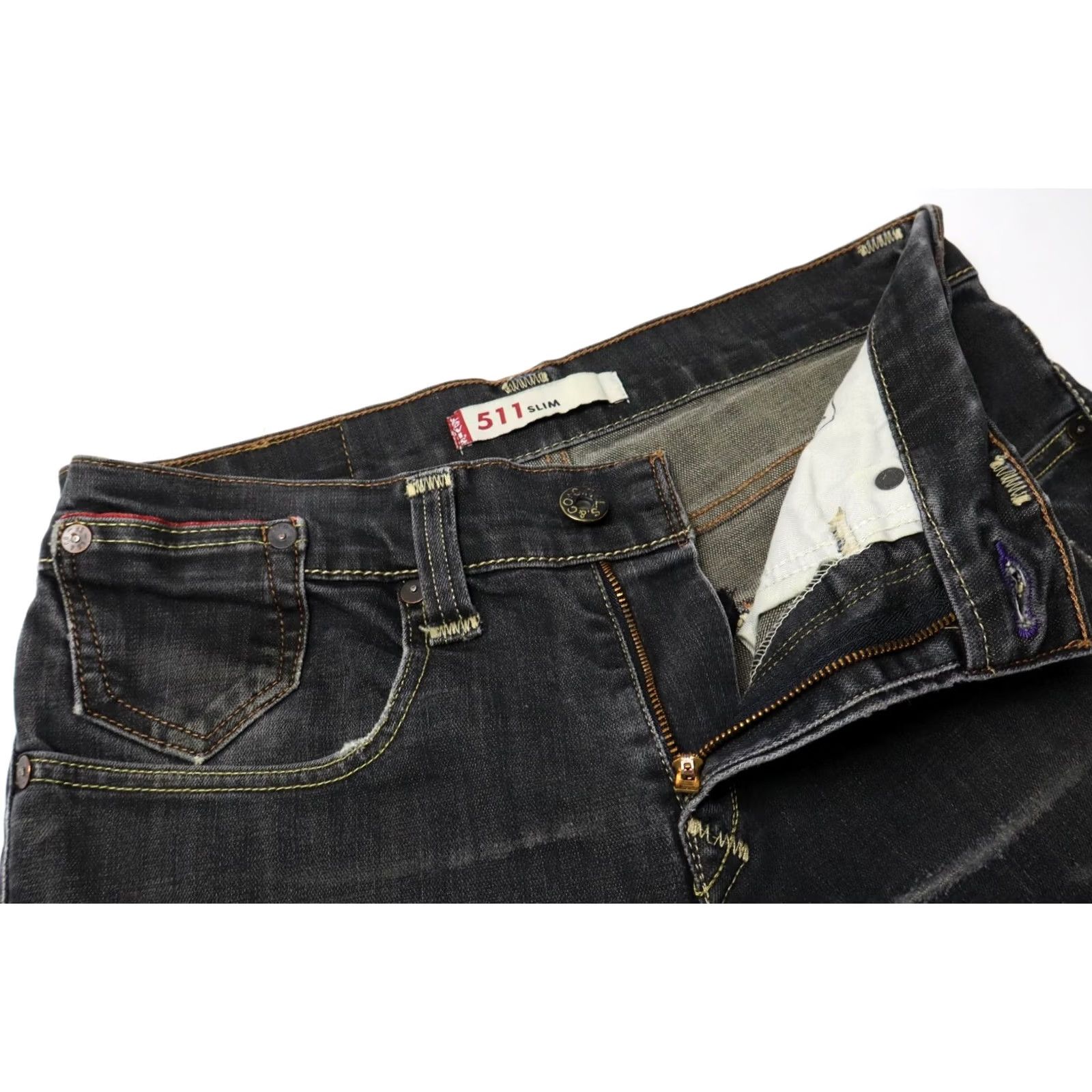 Levi's LEVI'S 511 Jeans Slim Men's W32/L32 Whiskers Fade Distressed Stretch Denim 5-Pocket Solid Gray Vintage? No Size US 32 / EU 48 - 4 Thumbnail