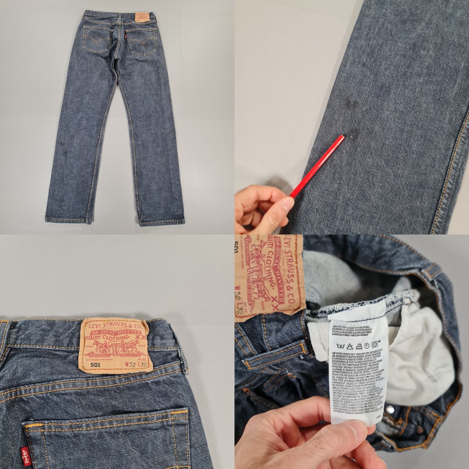 Levi's VINTAGE Levi's 501 Jeans Mens Blue W30 L30 Regular Straight Denim 100% Cotton Button Fly 5-Pocket USA 90s Size US 30 / EU 46 - 8 Thumbnail