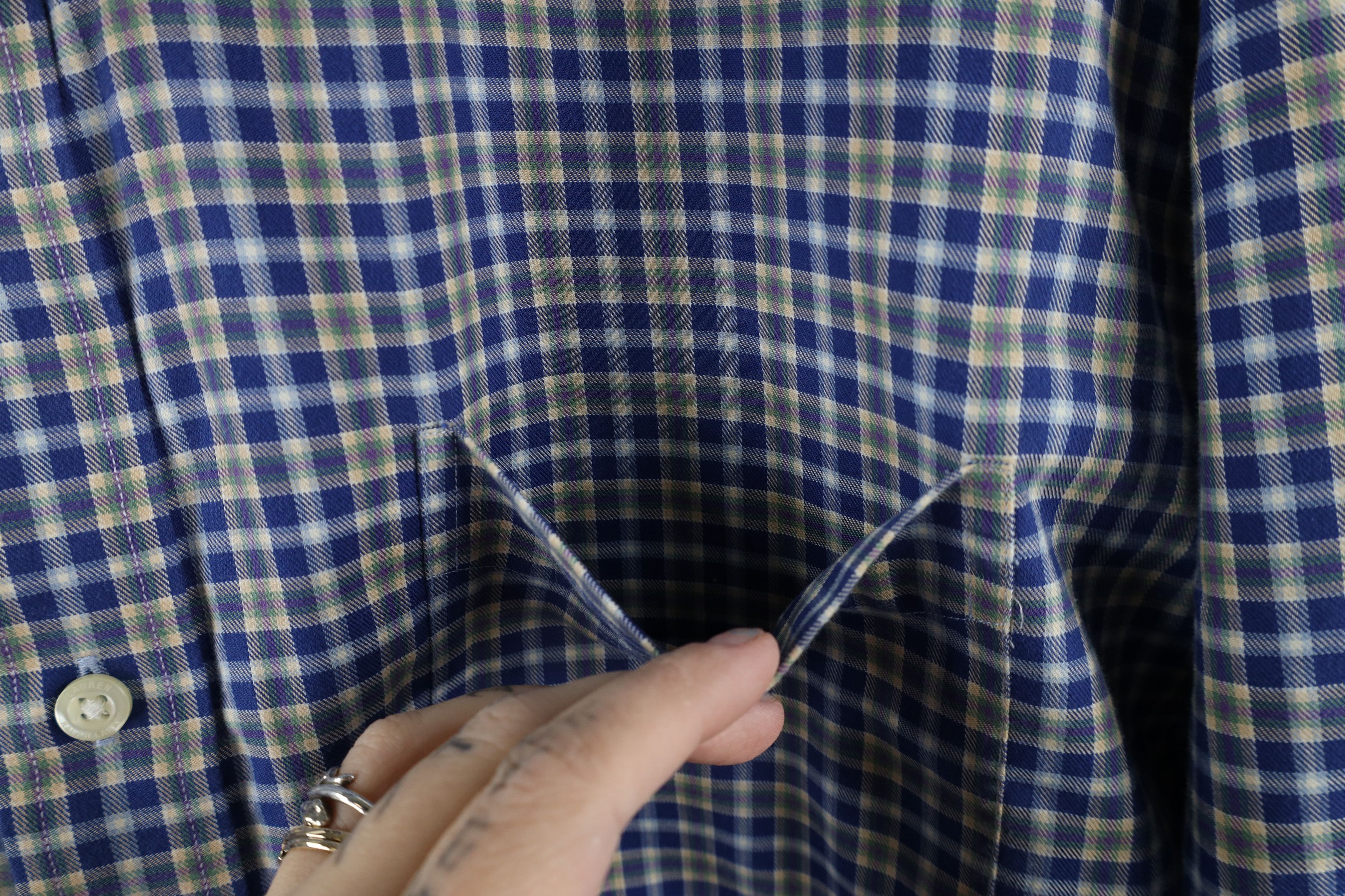 Ralph Lauren × Vintage Ralph Lauren Fit Non Iron Collard Button Down Shirt Plaid Size US L / EU 52-54 / 3 - 4 Thumbnail