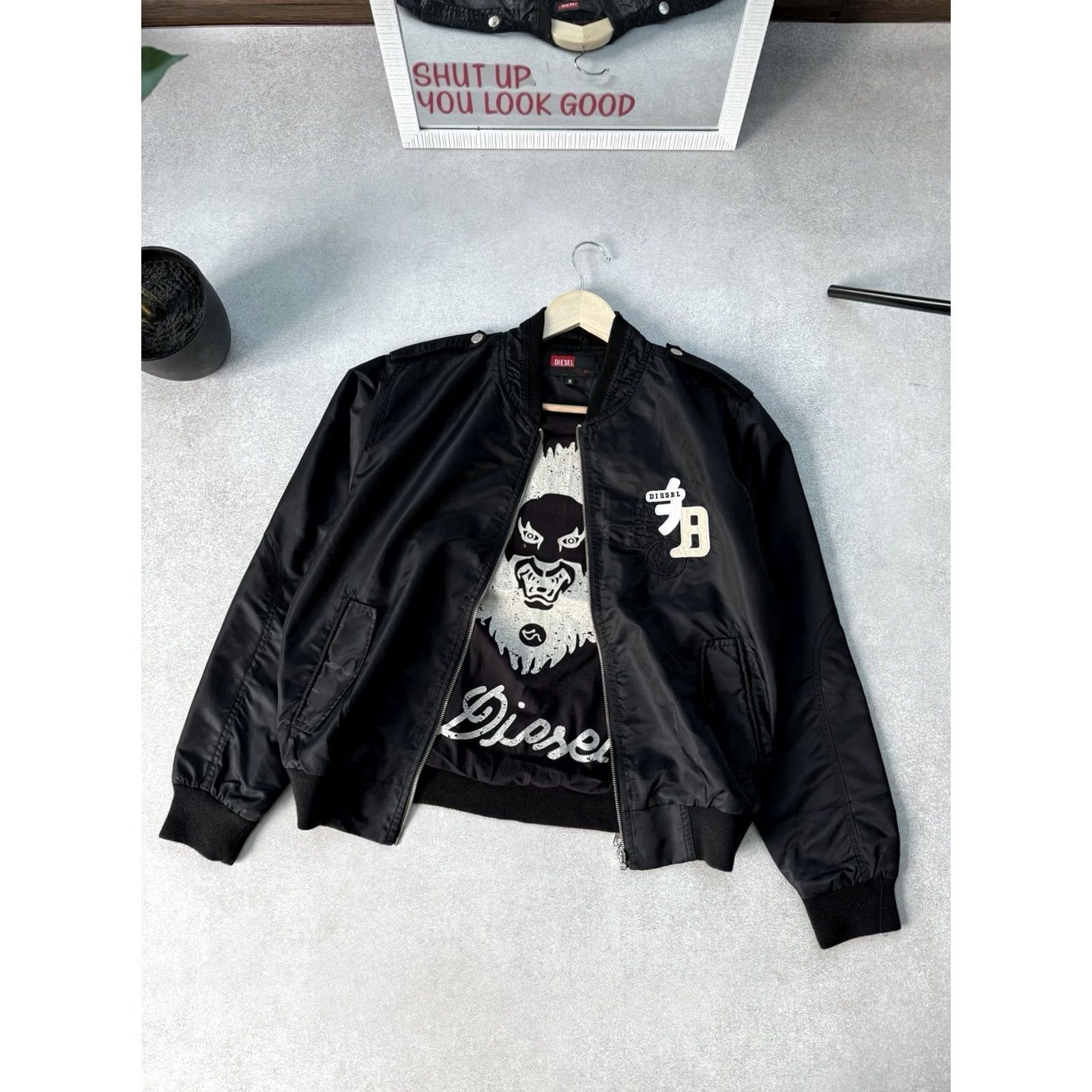 Diesel Vintage Diesel Bomber Jacket Nylon Logo Y2K Military Style Mens Size M Black 90s Diesel Bomber Jacket Size US M / EU 48-50 / 2 - 2 Thumbnail