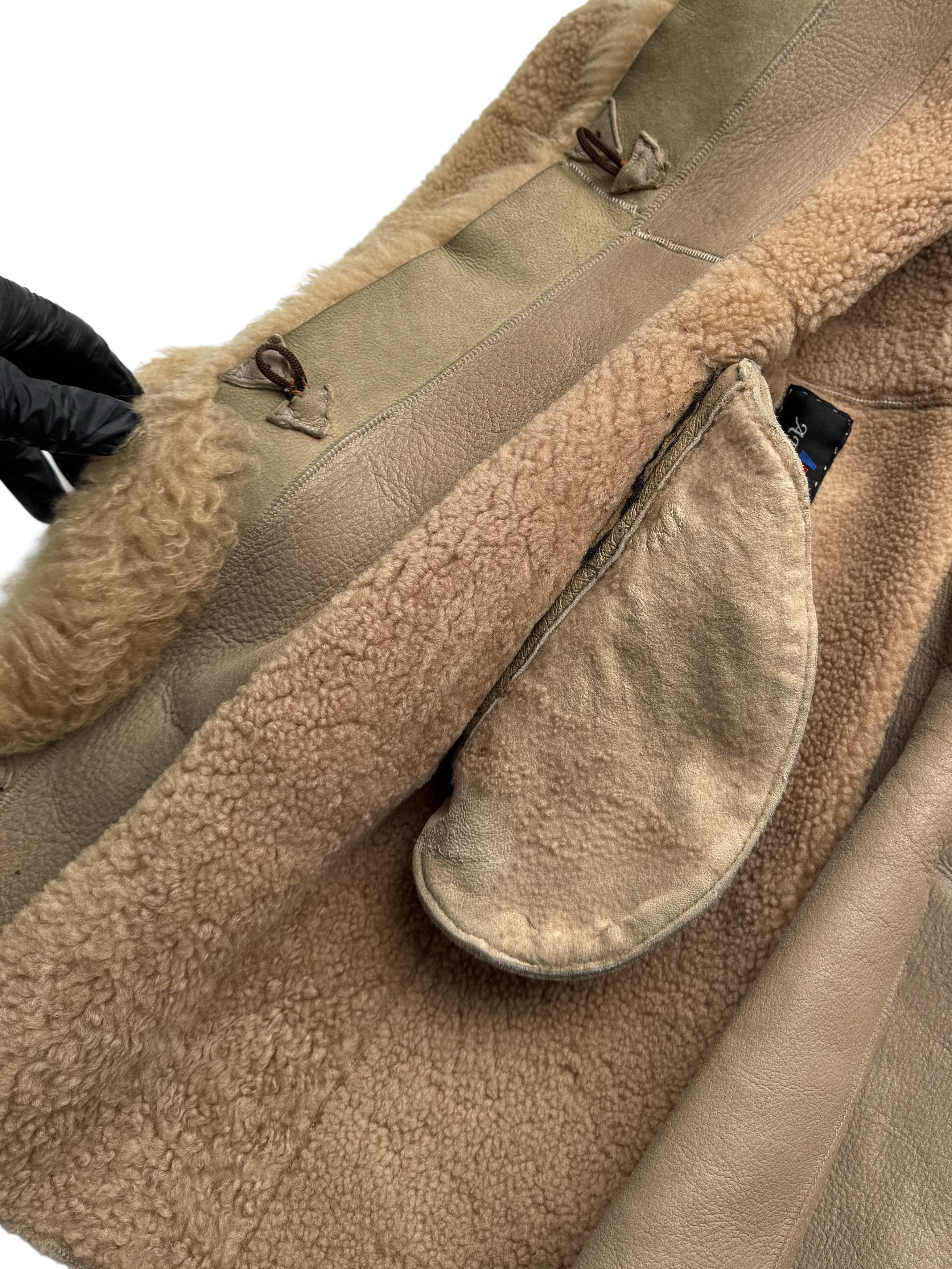 Vintage Vintage Beige Sheepskin Leather Coat Shearling Long Fur Trim Size M / US 6-8 / IT 42-44 - 7 Thumbnail