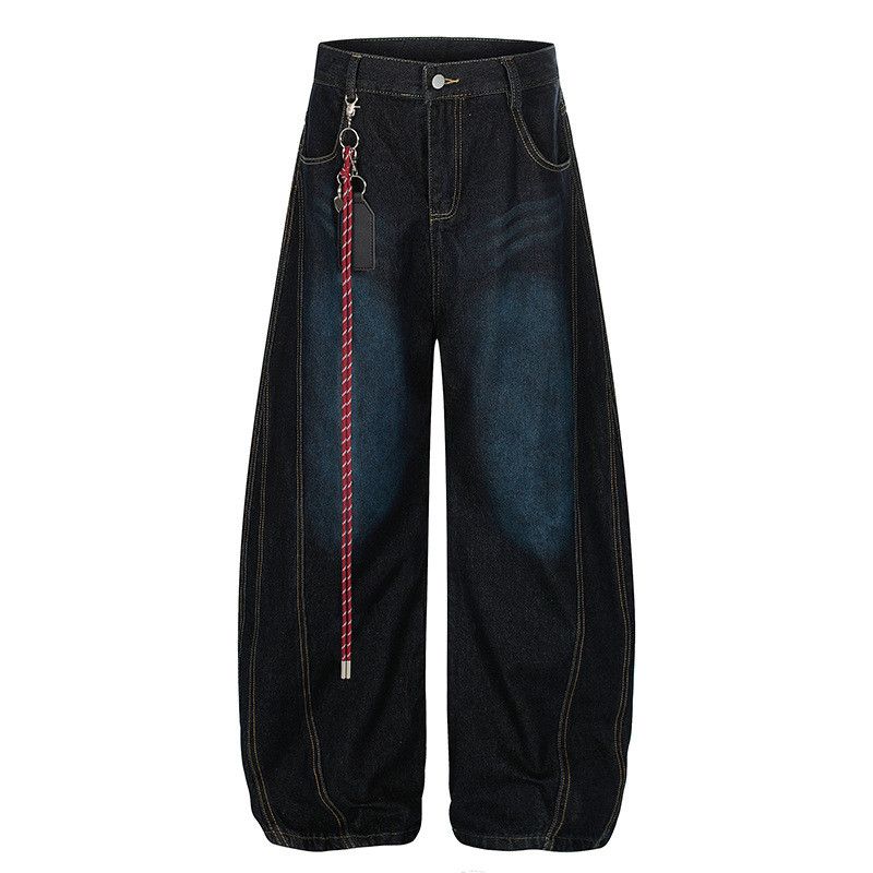 American distressed loose retro casual jeans for men