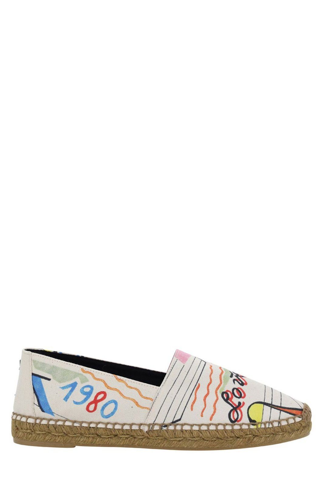image of Saint Laurent Paris Cassandre Embroidered Espadrilles In Love 1980 Shoes in White, Men's (Size 11)