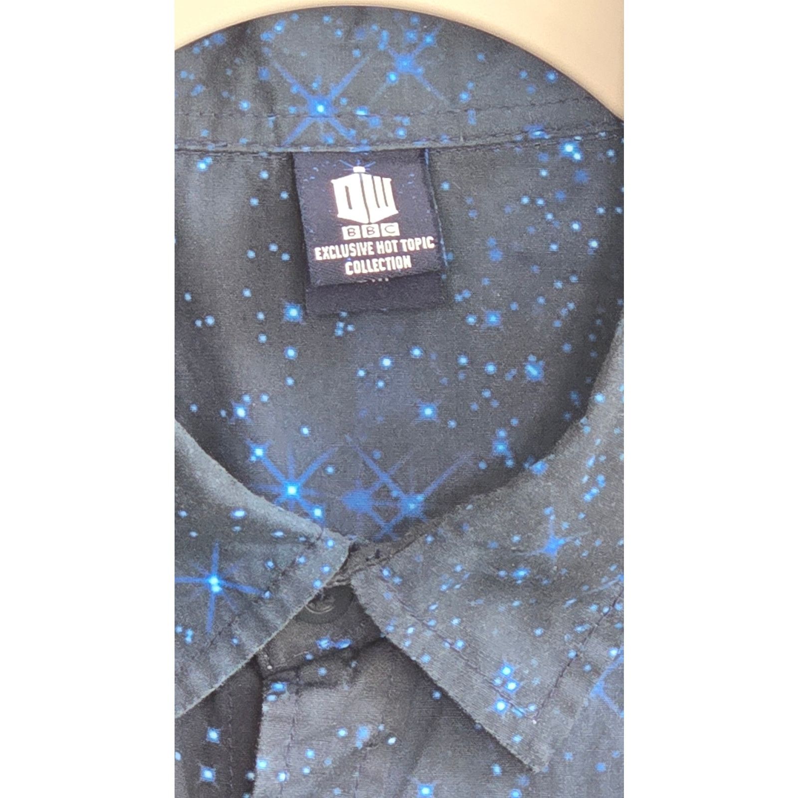 Other Dr. Who Mens Blue Button Down Short Sleeve Shirt Small. Size US S / EU 44-46 / 1 - 3 Thumbnail