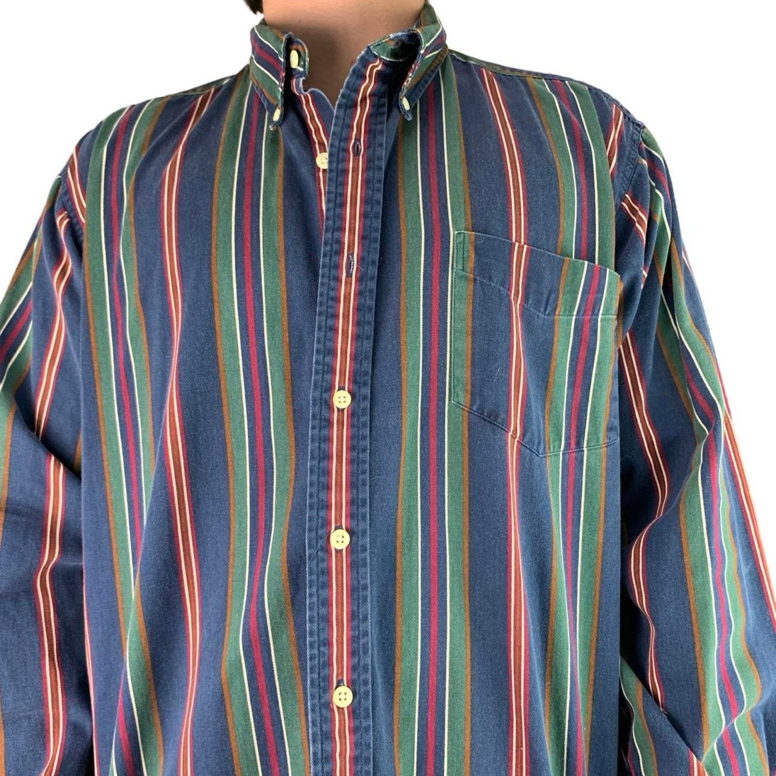 John Ashford × Vintage Vintage 90s John Ashford Striped Retro Button Up Shirt Size US XL / EU 56 / 4 - 2 Thumbnail