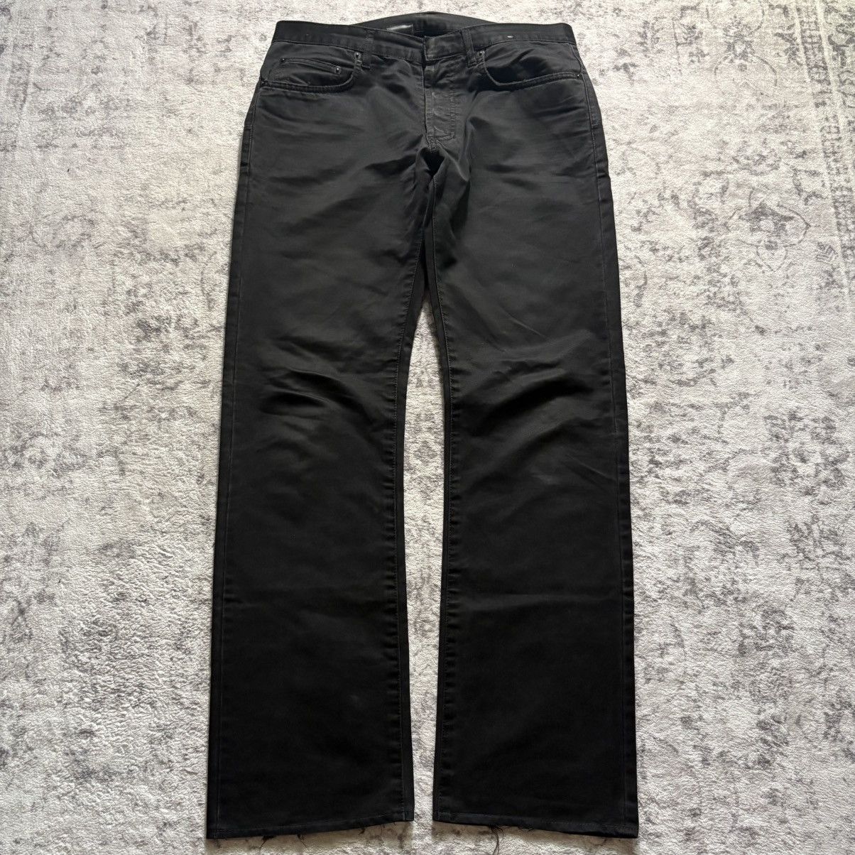 Dior AW09 Dior Homme Black Waxed Coated Whiskered Denim Jeans 