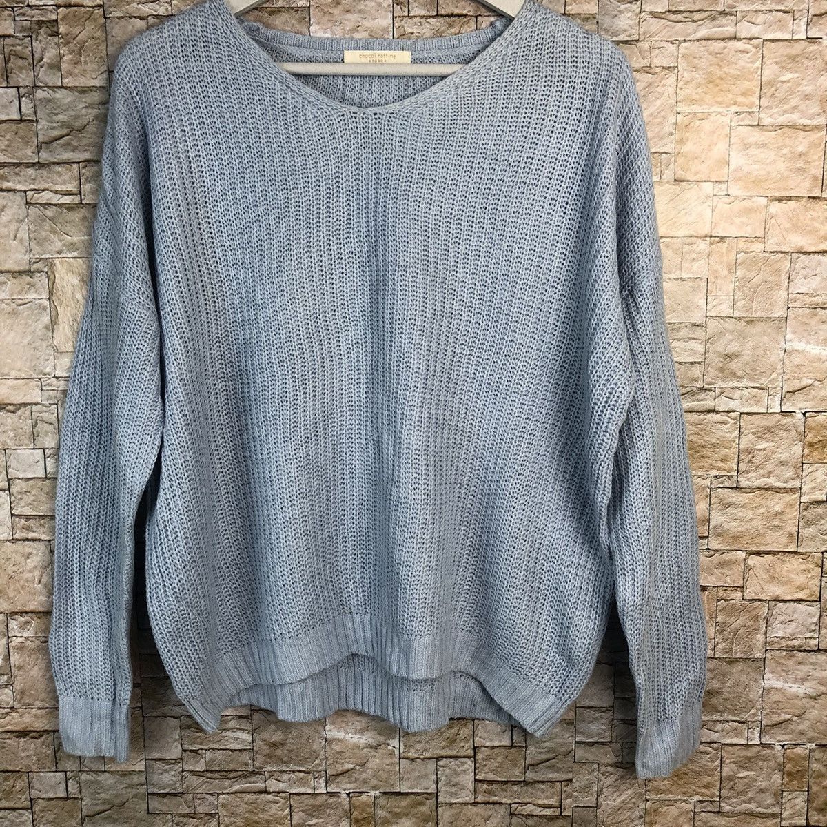 Homespun Knitwear × Japanese Brand Choco Raffine Blue plain Knitwear #A898 Size US M / EU 48-50 / 2 - 3 Thumbnail