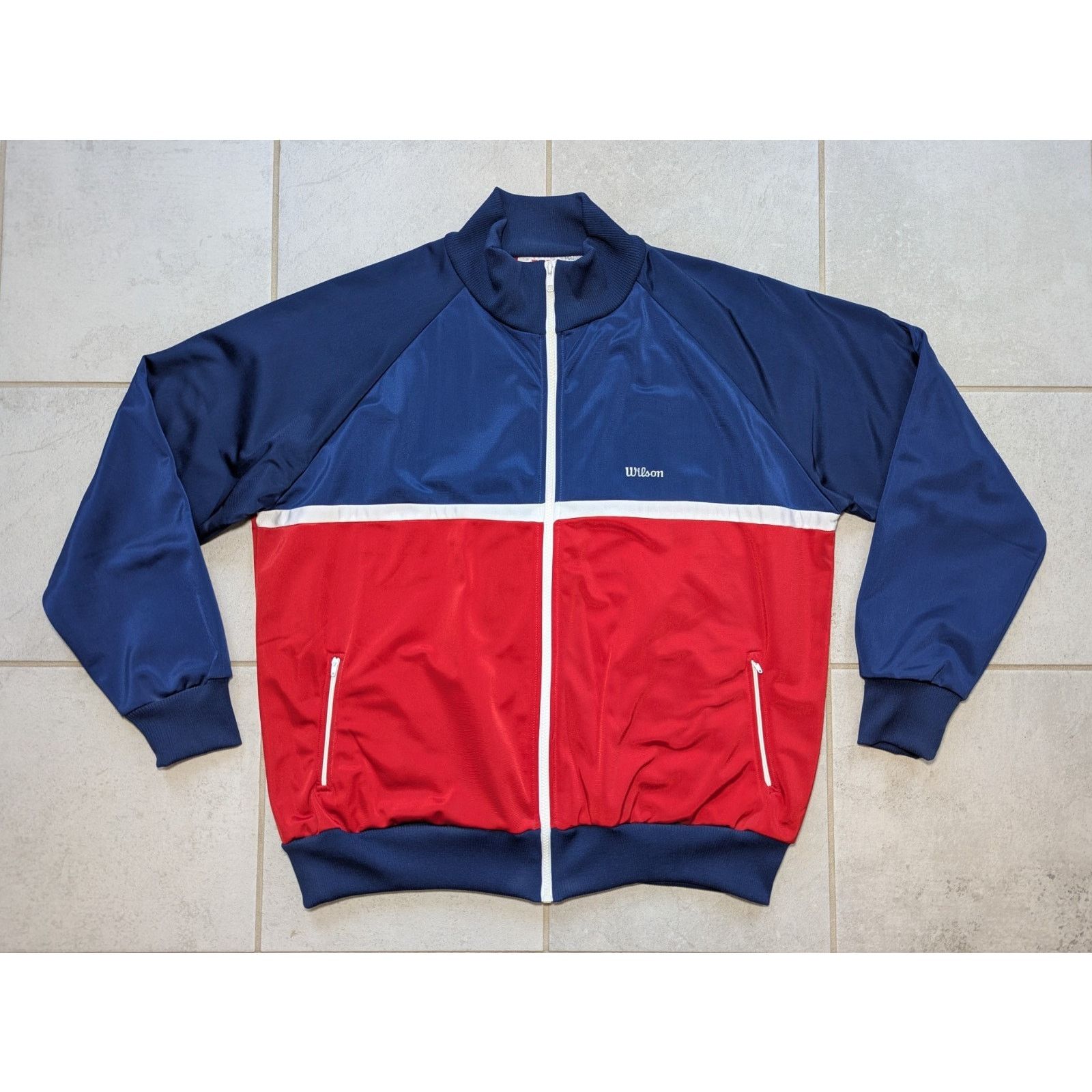 Wilson Vintage Wilson Men's XL Full Zip Track Jacket Blue Red Size US XL / EU 56 / 4 - 1 Thumbnail