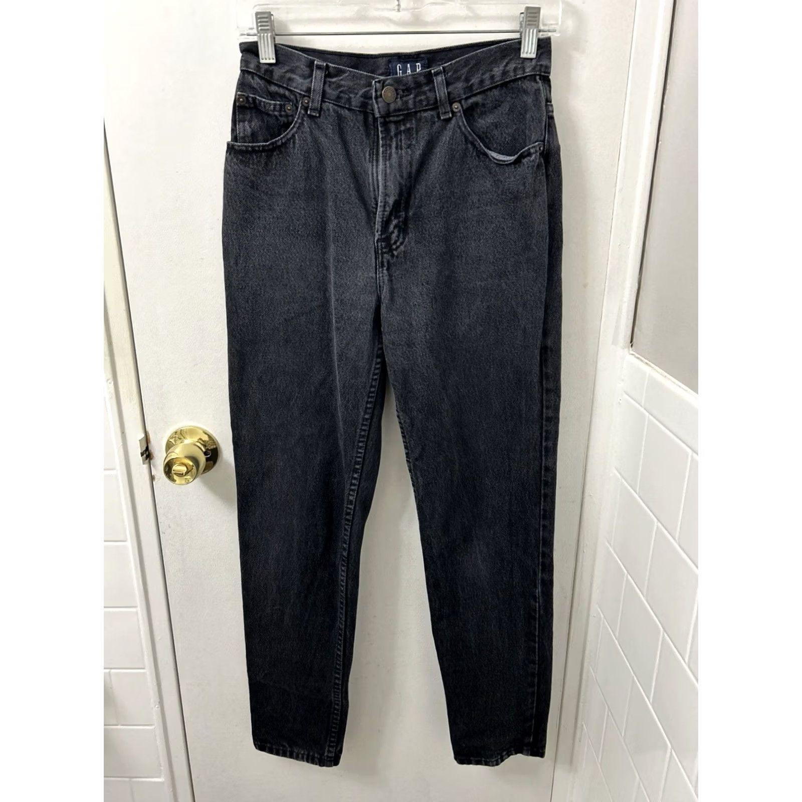 Gap VINTAGE Gap Jeans Womens 6 26x28 Black Slim Fit Ankle High Rise Denim Made In USA Size 28" / US 6 / IT 42 - 2 Thumbnail