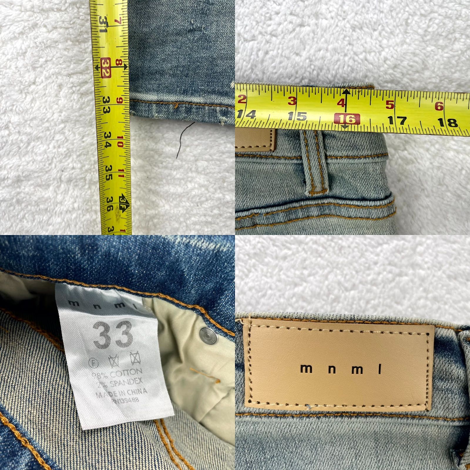 MNML MNML Jeans Womens 33 Blue Denim Cotton Stretch Distressed Skinny Leg Acid Wash Jeans Size 24" / US 00 / IT 34 - 8 Thumbnail