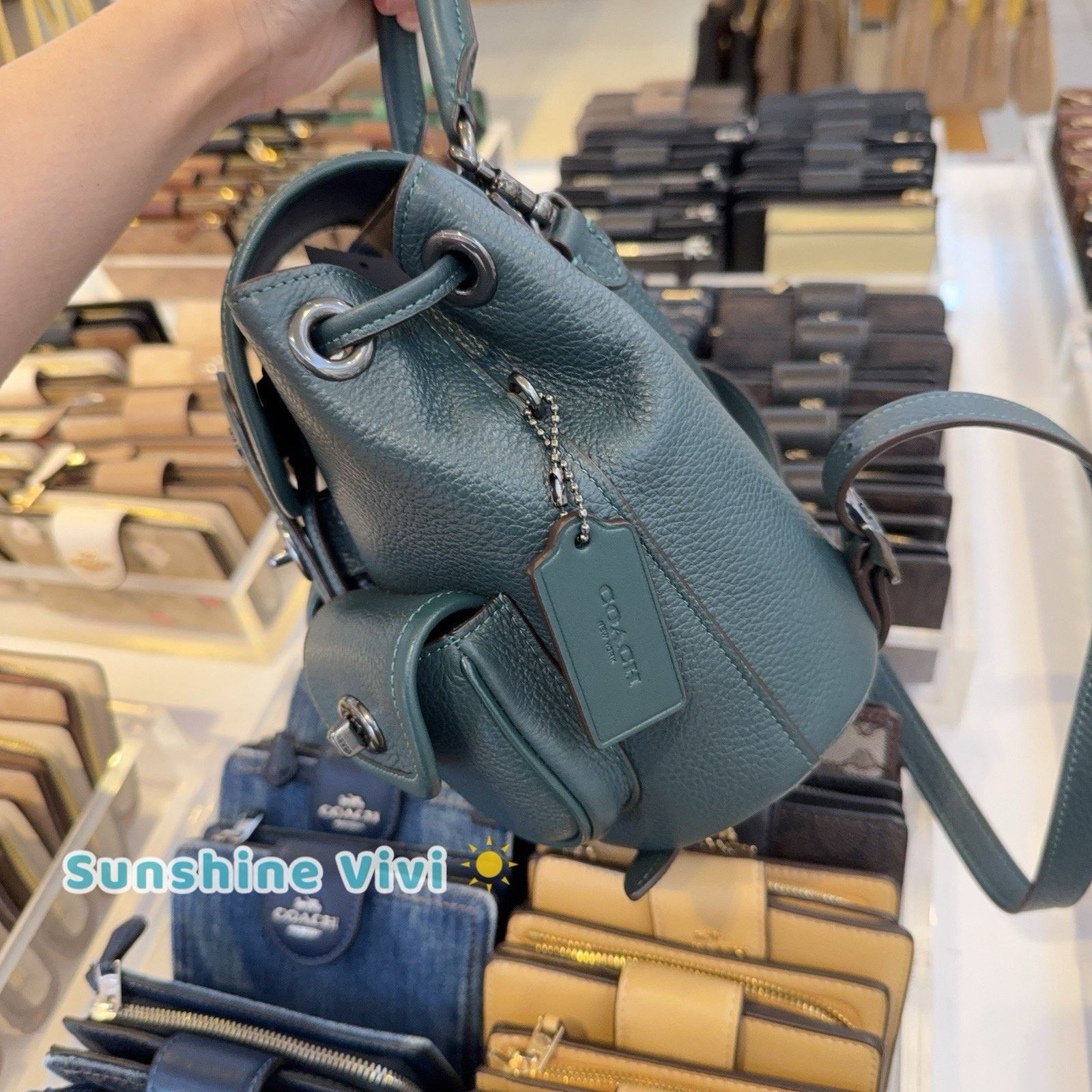 Coach NWT Coach Hadley Backpack CBH09 Leather Dark teal/black Size ONE SIZE - 6 Thumbnail
