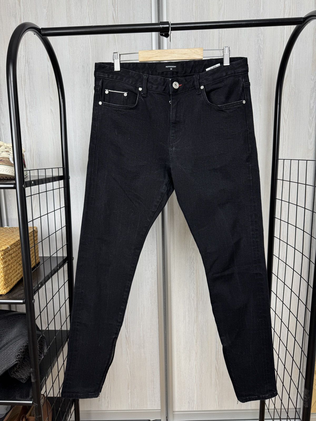 Japanese Brand Represent Basic selvedge denim vintage black jeans zippers Size US 32 / EU 48 - 1 Thumbnail