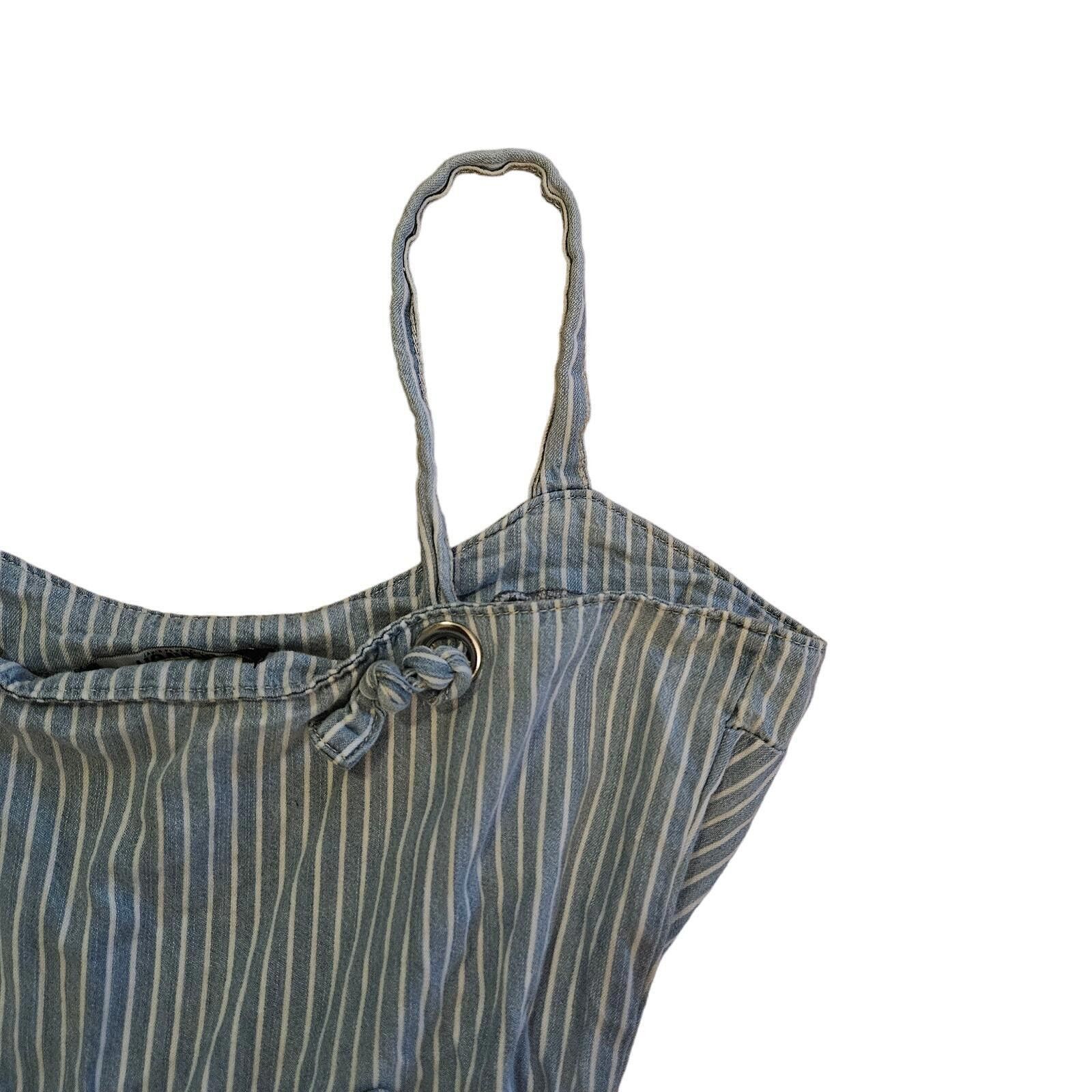 Designer Rewash Striped Denim Jumpsuit Women's Blue White Size Large Size 36" / US 14 / IT 50 - 8 Thumbnail
