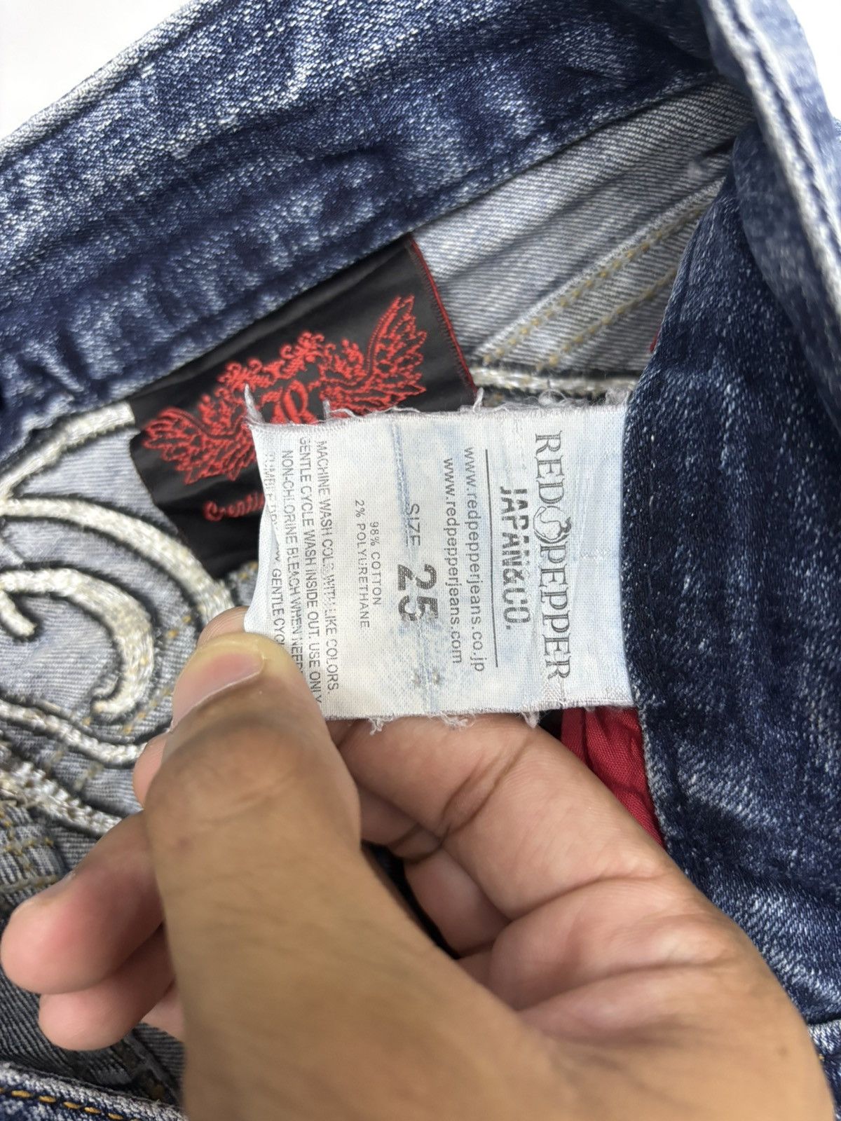 If Six Was Nine ☠️Red Pepper Skull Embroidery Skinny Jeans Size 26" / US 2 / IT 38 - 12 Thumbnail