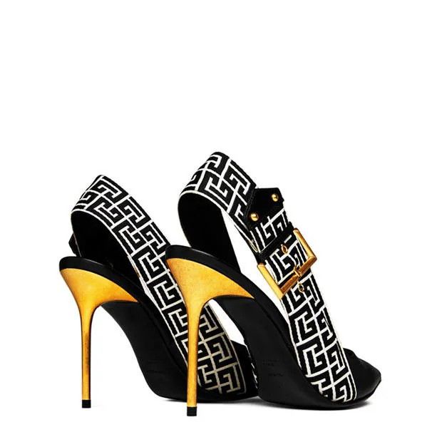 Balmain o1g2r1mq0924 Ruby Slngbck Pumps in Black & White Size US 8 / IT 38 - 4 Thumbnail