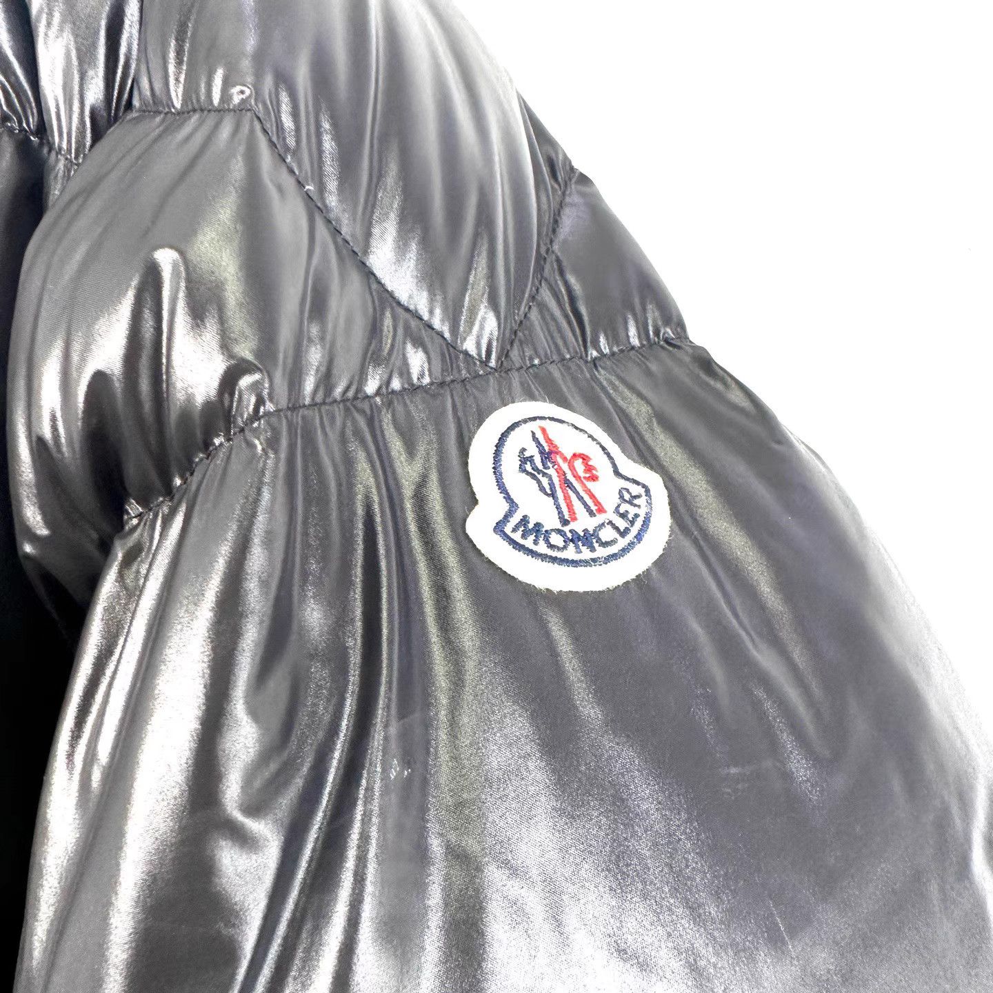 Moncler Moncler Rateua Black Shiny Down Jacket With Sleeve Logo K12 Size US L / EU 52-54 / 3 - 5 Thumbnail