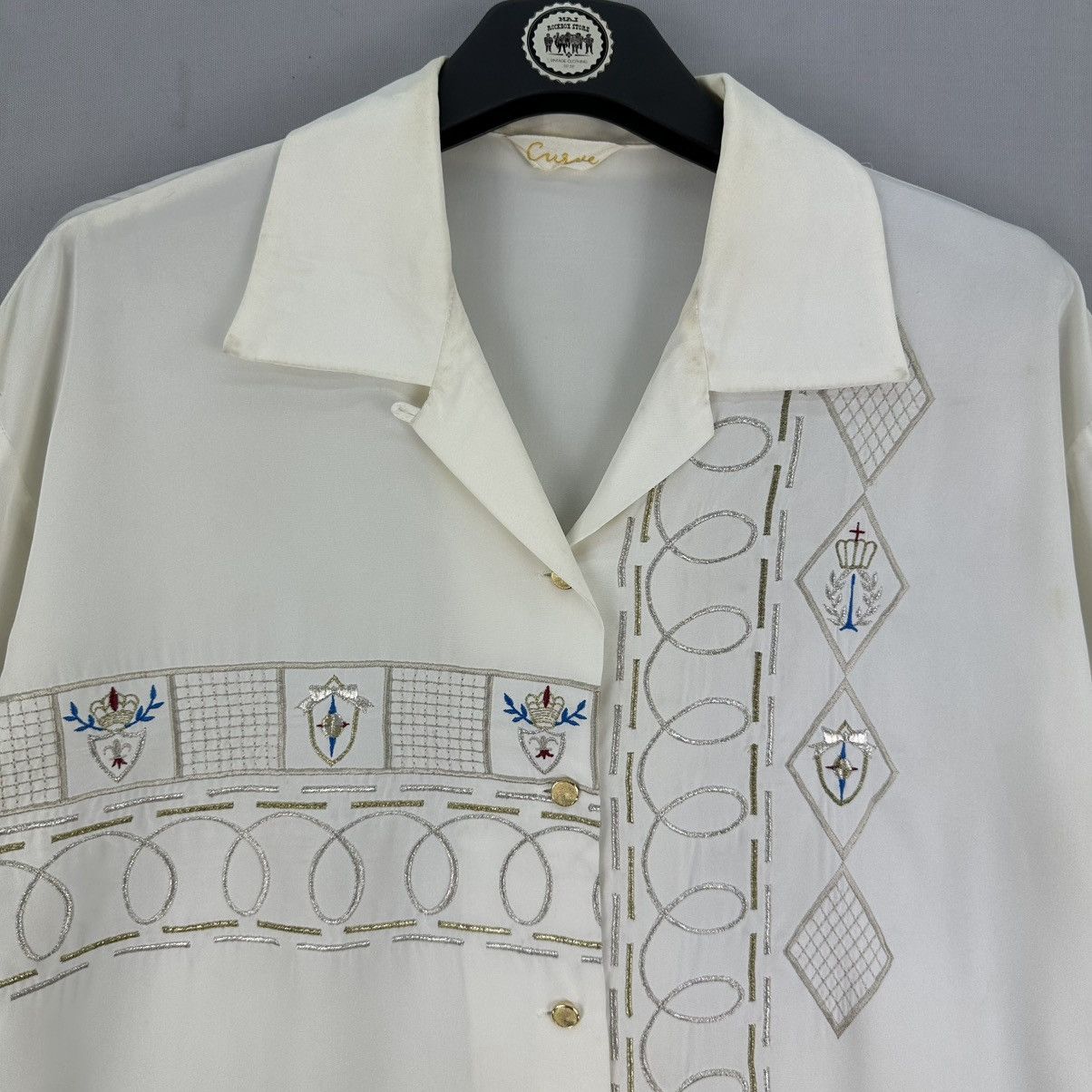 Flannel Vintage 90's Rockabilly Satin Shirt Loop Collar by Curve Size US M / EU 48-50 / 2 - 7 Thumbnail