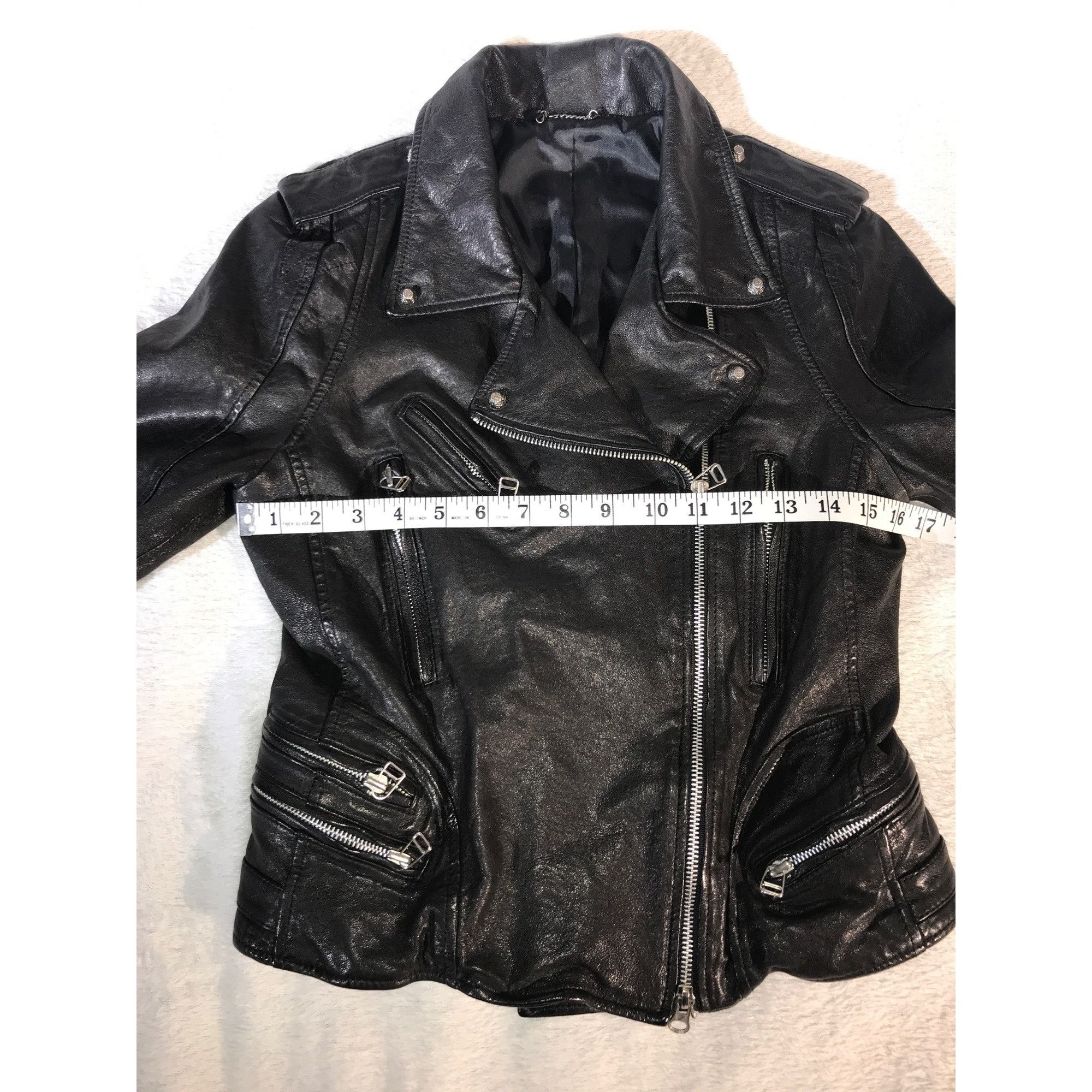Vintage Womens Black Leather Asian Styled Y2K Moto Jacket Size S / US 4 / IT 40 - 5 Thumbnail