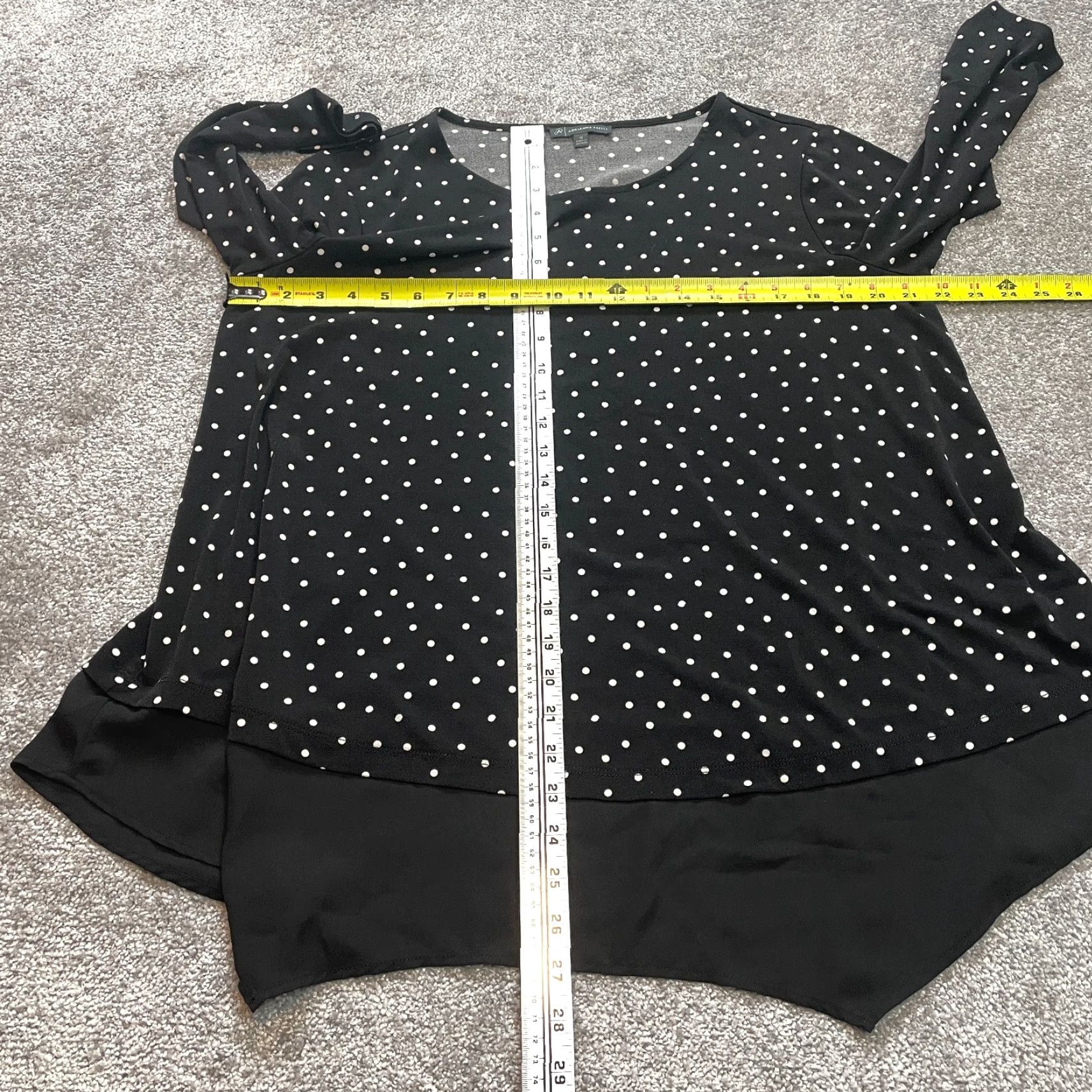 Adrianna Papell Adrianna Papell Blouse Shirt Womens 1X Plus Black Polka Dot Long Sleeve Ladies Size XL / US 12-14 / IT 48-50 - 5 Thumbnail