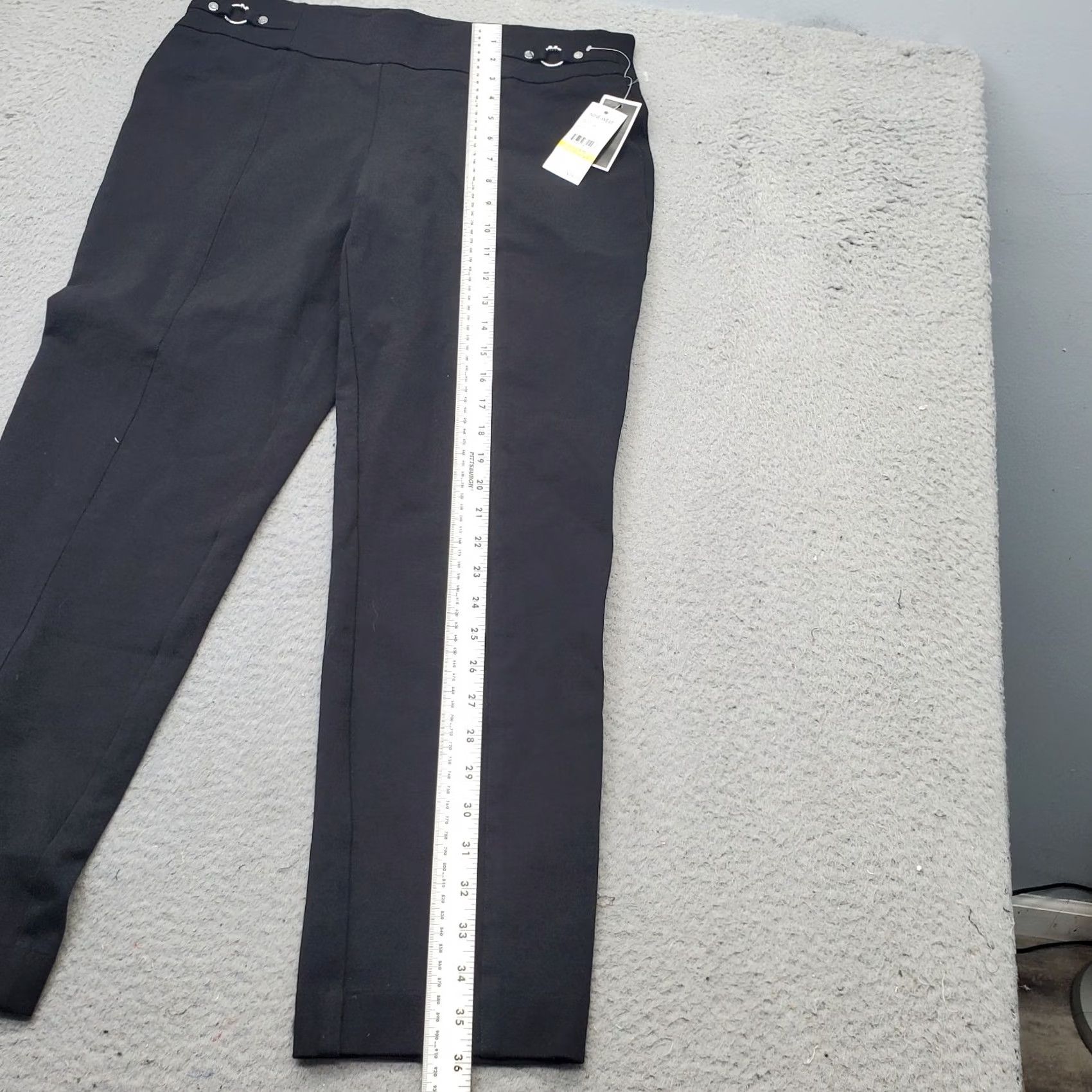 Nine West Nine West Womens Black Woven Ankle Pants Flat Front Stretch; Size M Size 32" / US 10 / IT 46 - 4 Thumbnail