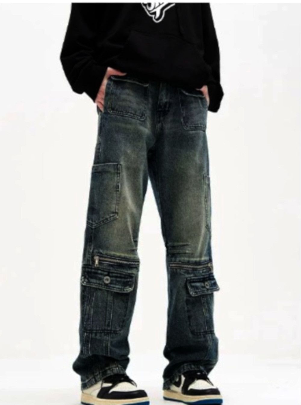 Designer × Japanese Brand × Vintage Stunning Punk Cargo Multiple Pockets Washed Pants Rock Rave Size US 32 / EU 48 - 2 Thumbnail