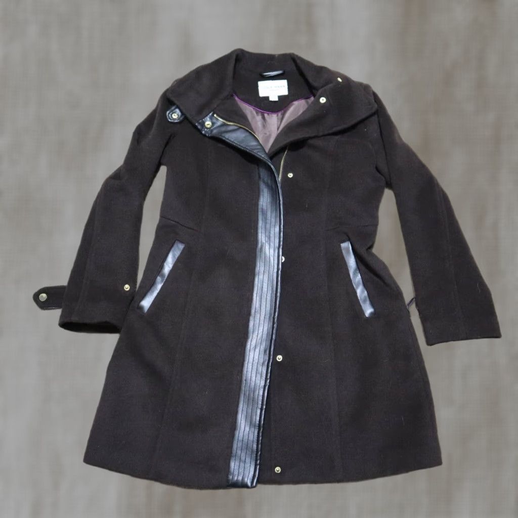 Cole Haan VINTAGE Cole Haan Coat Wool Blend Long Overcoat Zip Button Women Size 2 Brown 90s Womens Size XS / US 0-2 / IT 36-38 - 1 Thumbnail