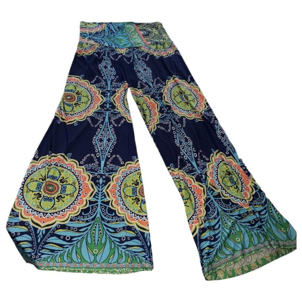 Designer CT679 Mosaic Pattern Wide Leg Waist Pant L Size 36" / US 14 / IT 50 - 1 Thumbnail