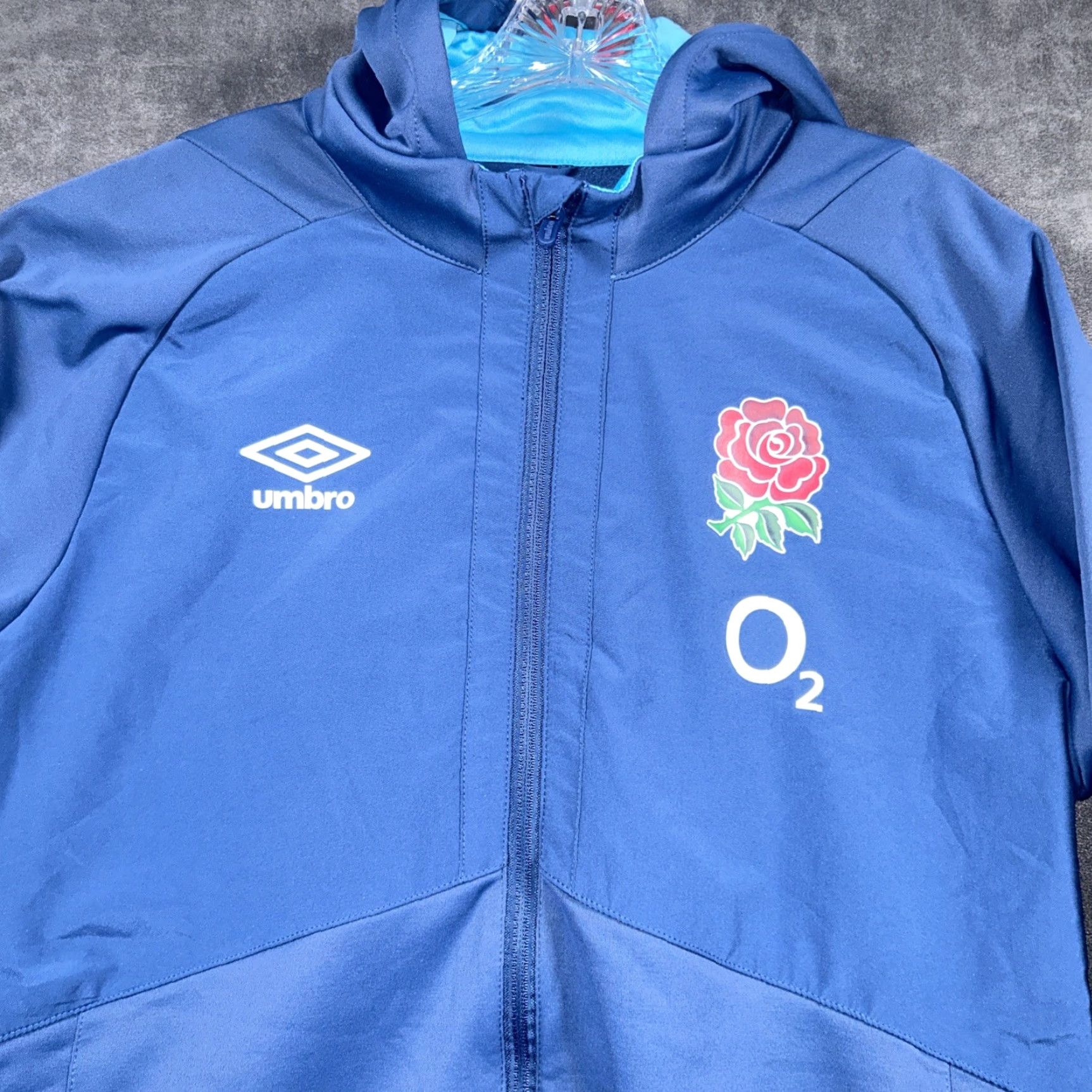 Umbro Umbro England Rugby Full Zip Long Sleeved Hoodie Training Top Mens L Blue Size US L / EU 52-54 / 3 - 2 Thumbnail