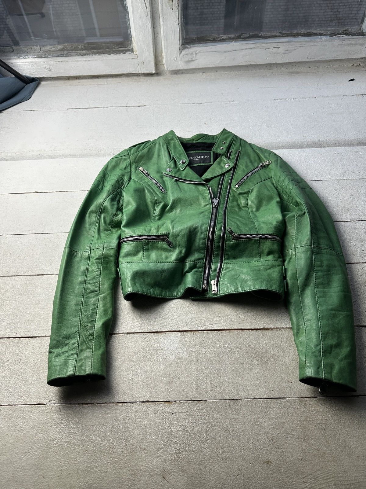 Other 🚨Y2K RICK OWENS TYPE DIRTY SLIM FIT ZIP LEATHER JACKET Size S / US 4 / IT 40 - 1 Thumbnail