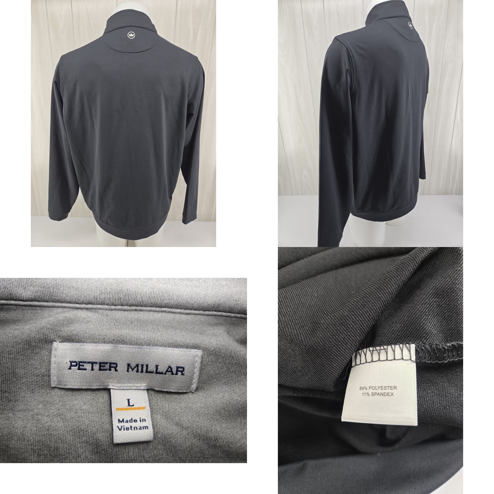 Peter Millar Peter Millar Mens L Polyester 1/4 Zip Active Pullover Black Long Sleeve Golf Running Walking Casual Pullover Reg Regular Mens Size US L / EU 52-54 / 3 - 8 Thumbnail